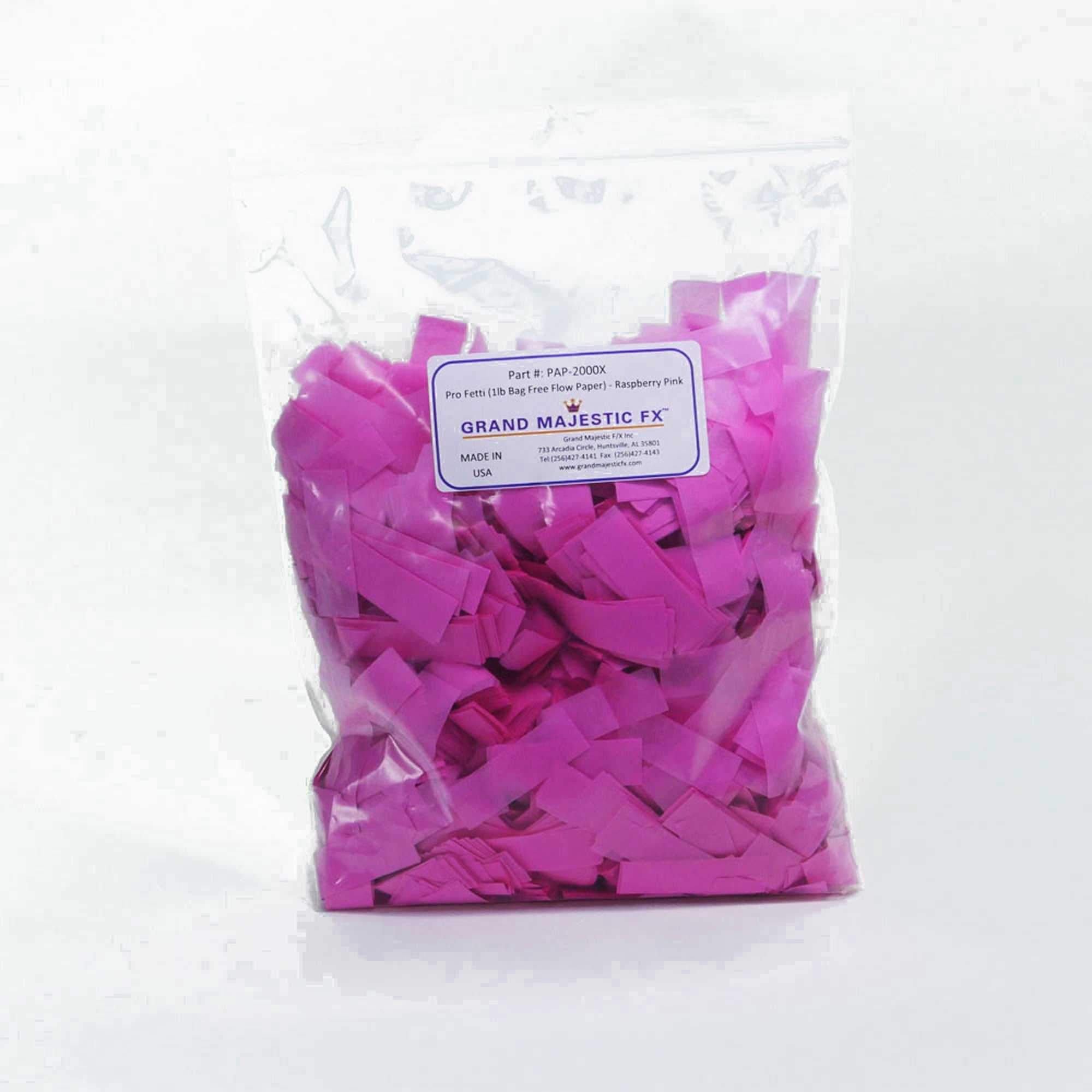 Grand Majestic FX Pro Fetti 1lb Bag of Free Flow Paper Confetti (Raspberry Pink)