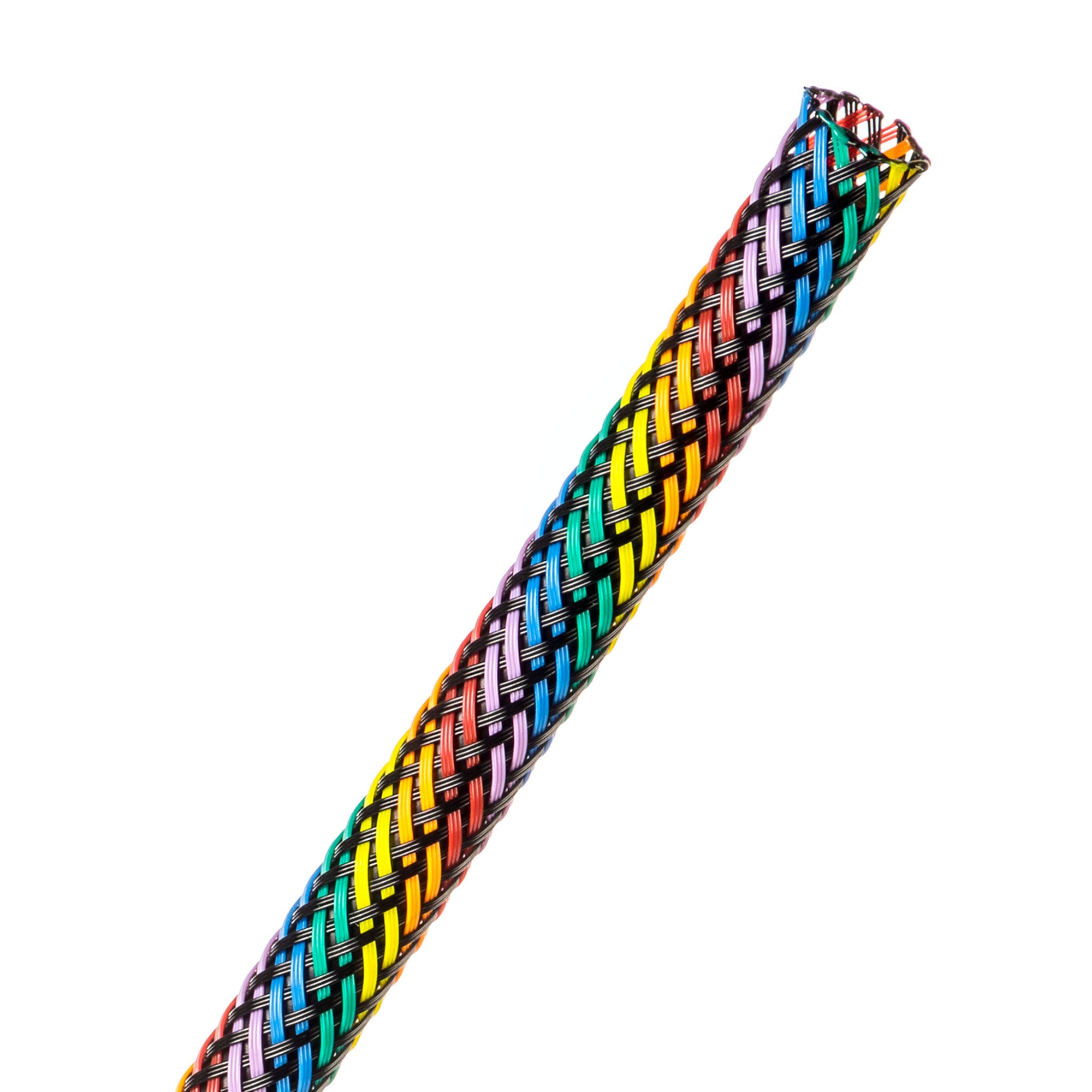 Techflex Flexo PET Expandable Braided Sleeving (1/4" Rainbow Black, By the Foot)