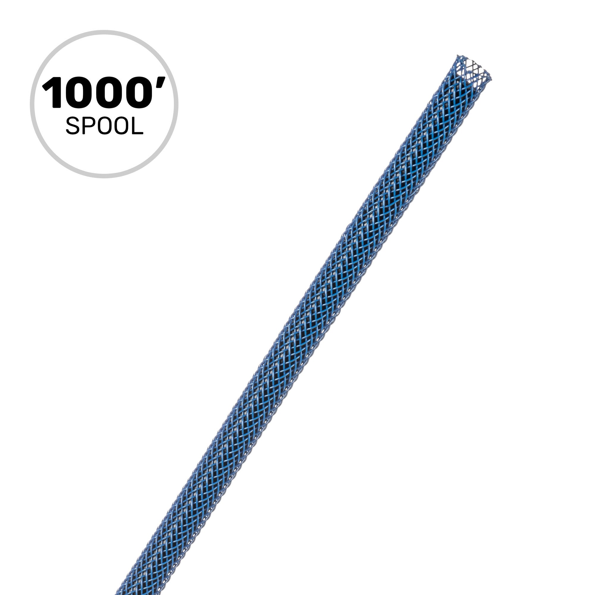 Techflex Flexo PET Expandable Braided Sleeving (1/8" Blue, 1000' Spool)