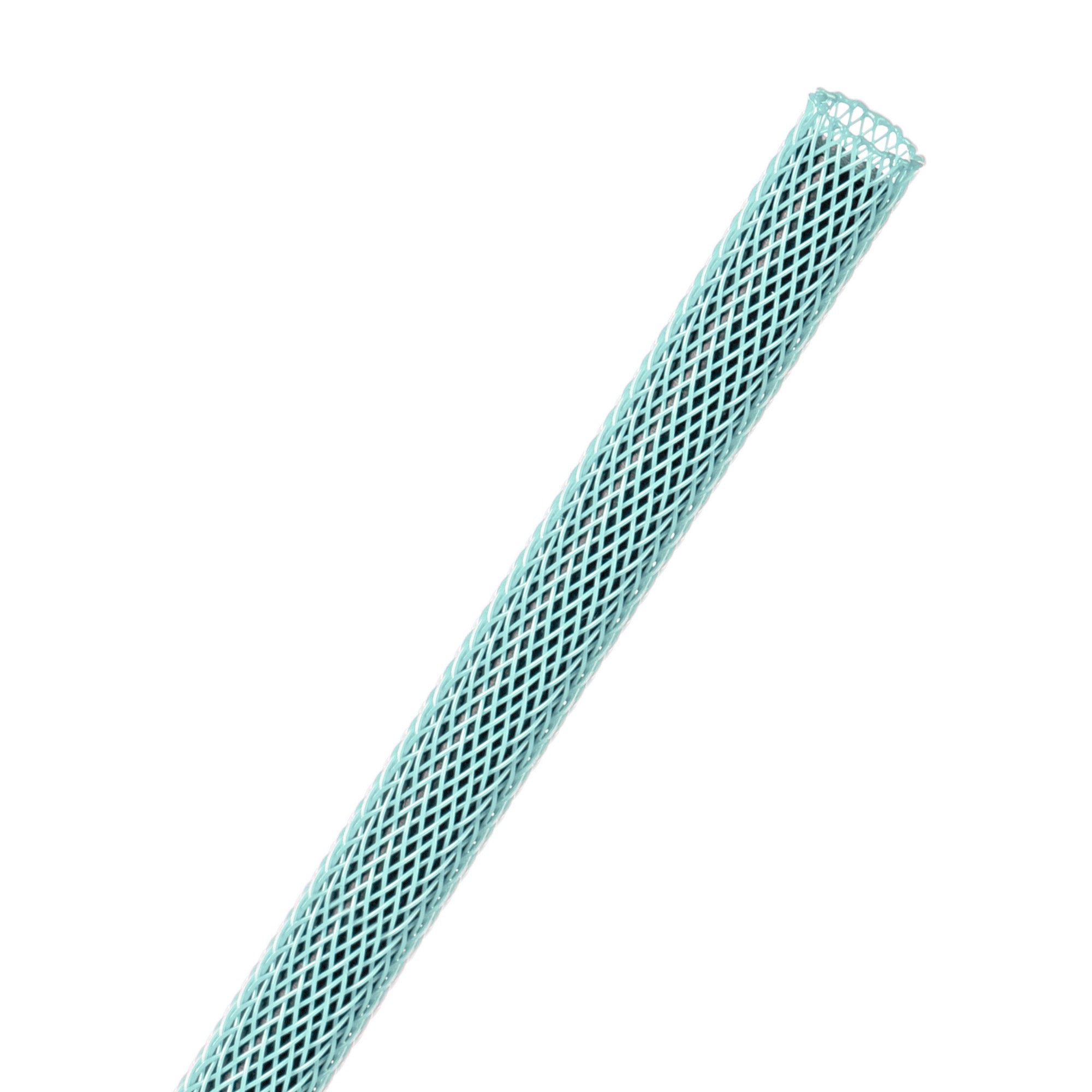 Techflex Flexo PET Expandable Braided Sleeving (1/4" Aqua Blue, 1000' Spool)