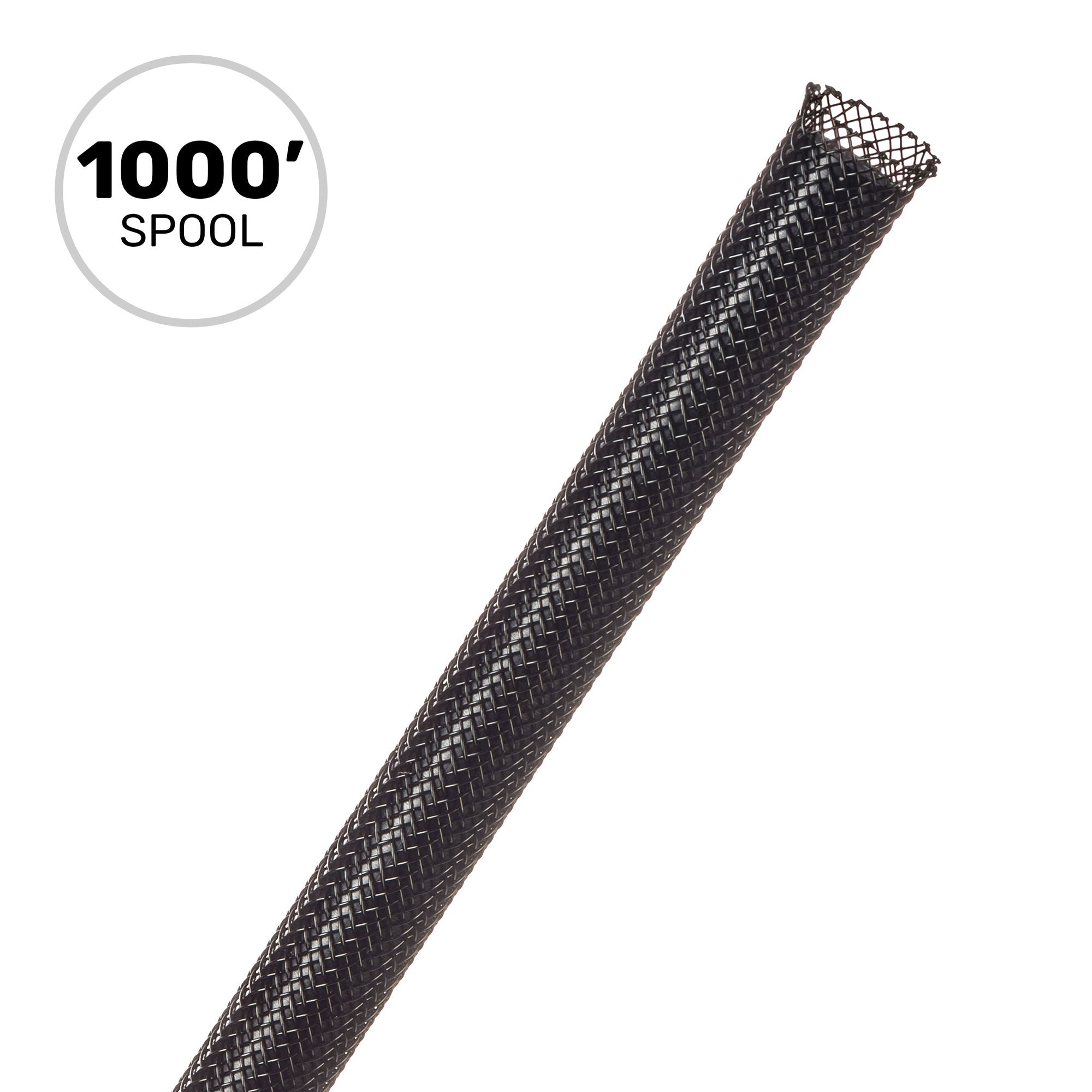 Techflex Flexo PET Expandable Braided Sleeving (1/4" Black, 1000' Spool)