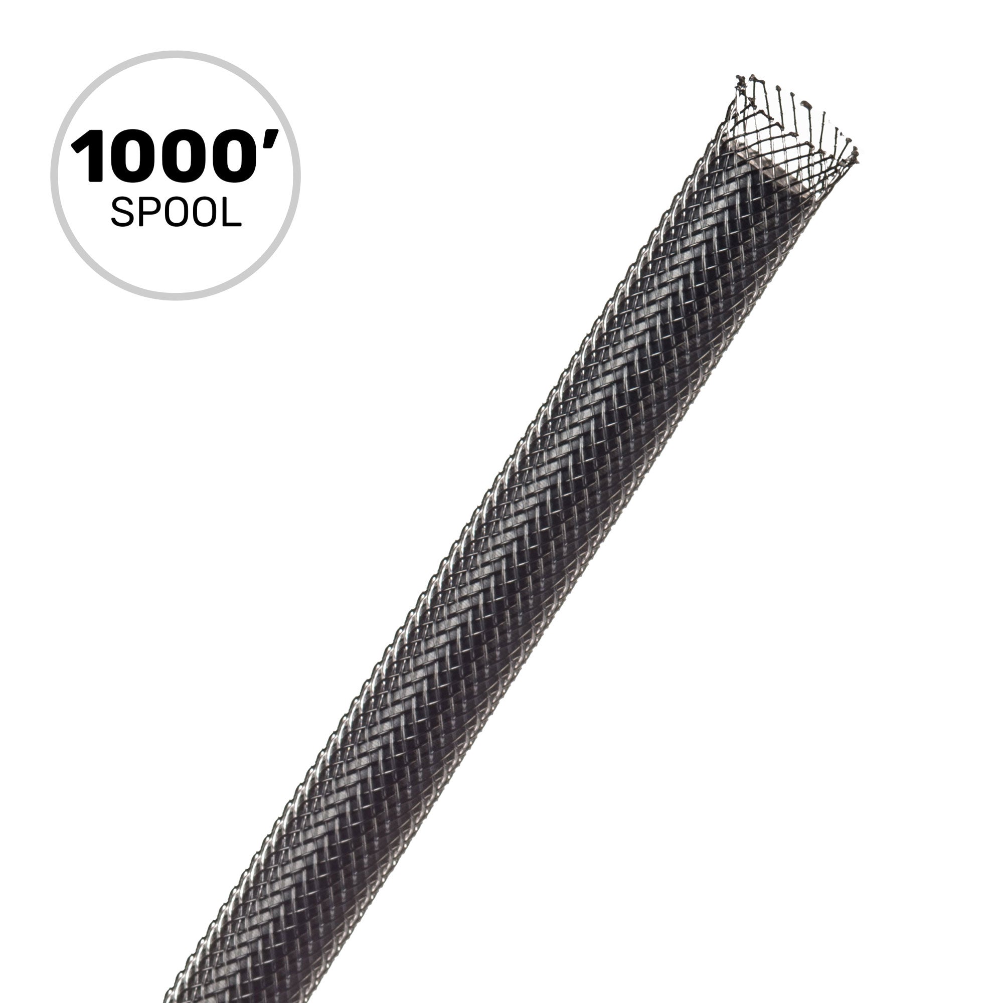 Techflex Flexo PET Expandable Braided Sleeving (1/4" Carbon, 1000' Spool)