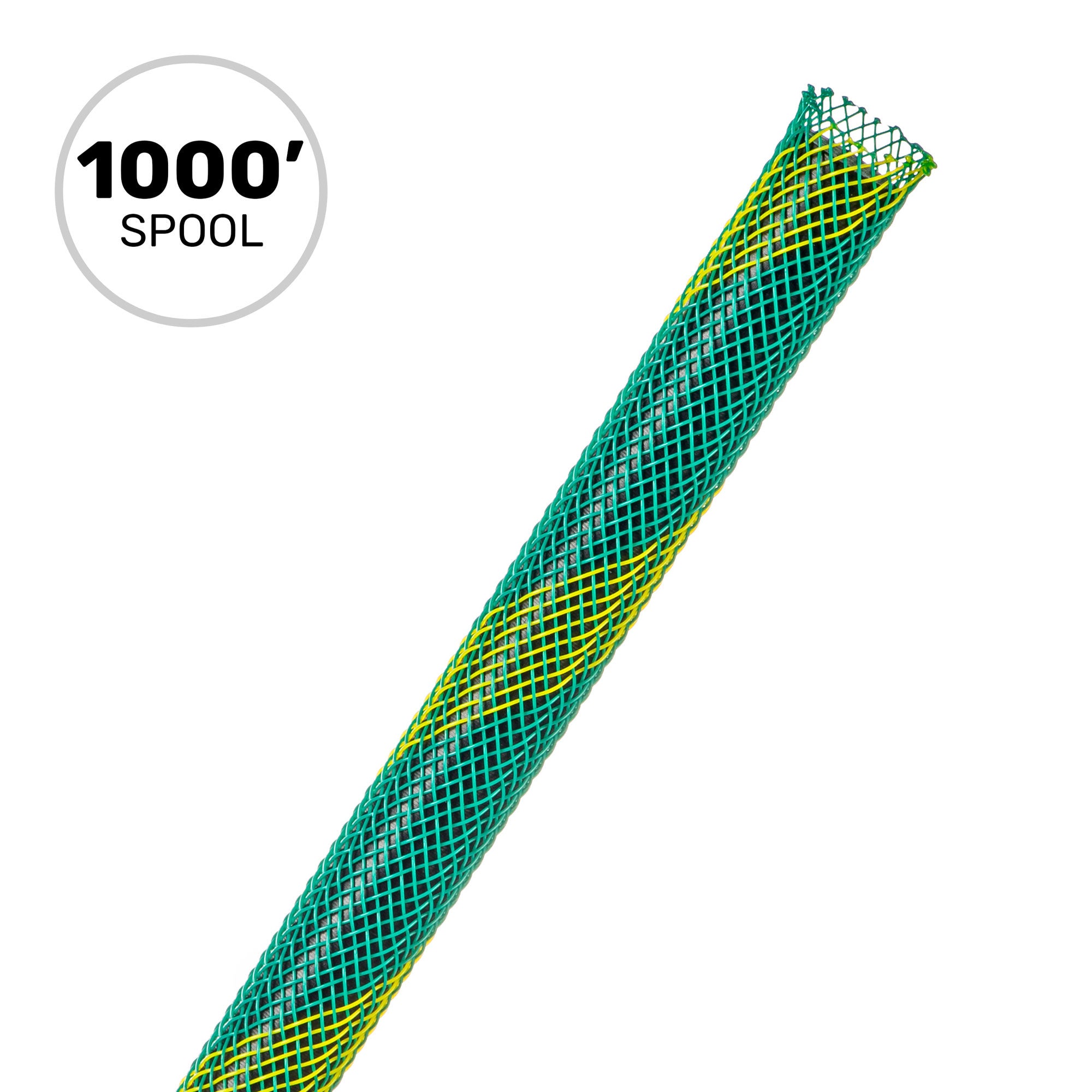 Techflex Flexo PET Expandable Braided Sleeving (1/4" Ground Stripe, 1000' Spool)