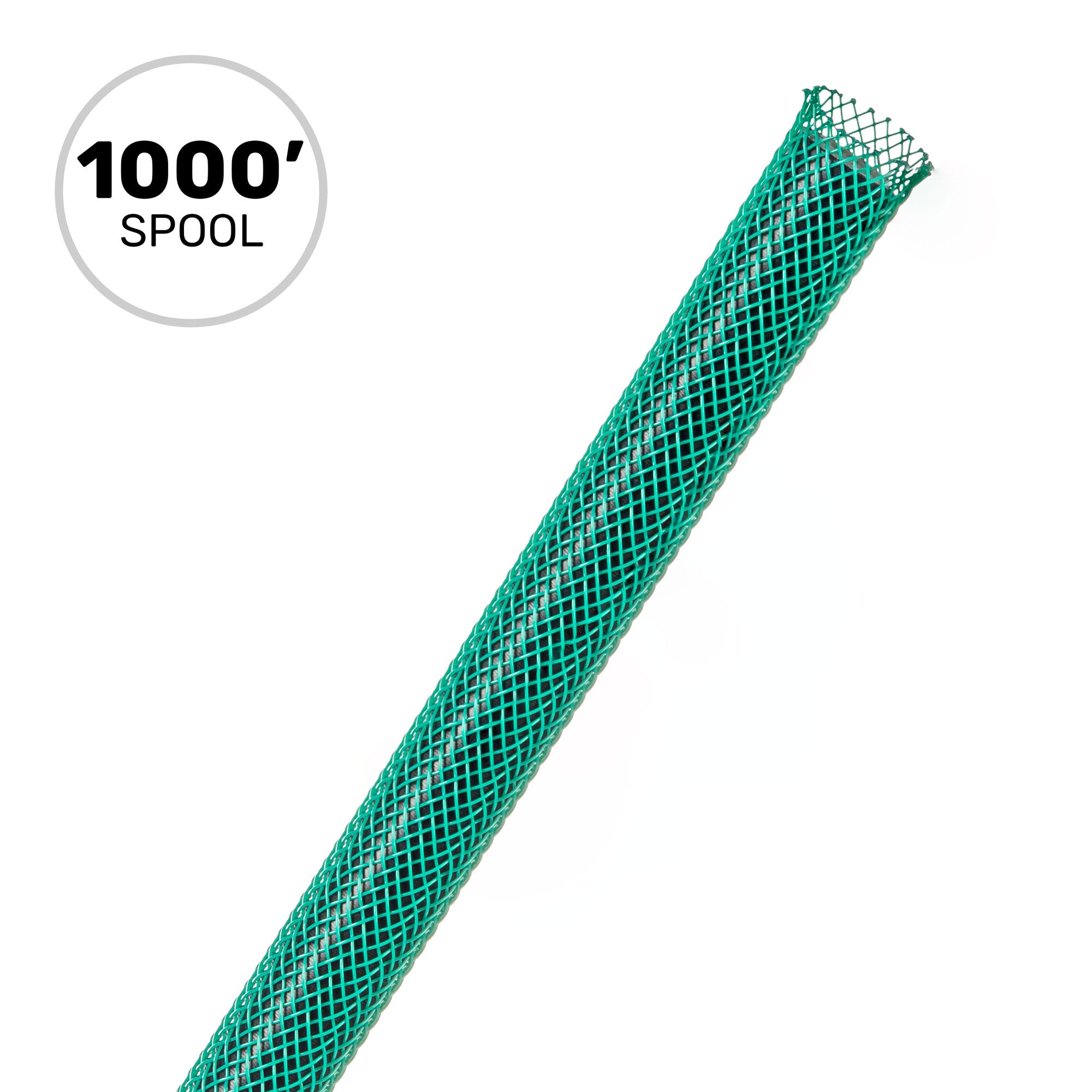 Techflex Flexo PET Expandable Braided Sleeving (1/4" Green, 1000' Spool)