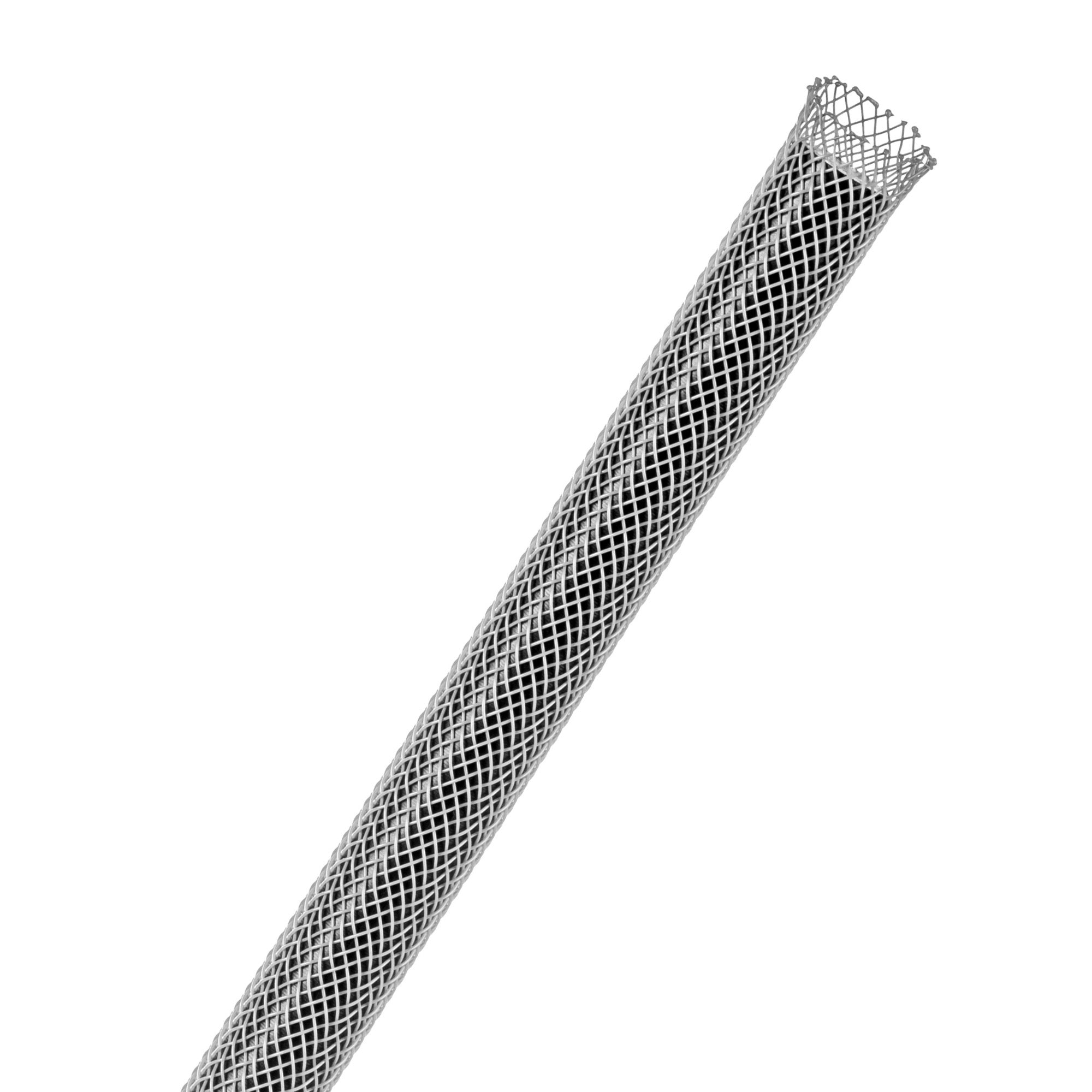 Techflex Flexo PET Expandable Braided Sleeving (1/4" Grey, By the Foot)