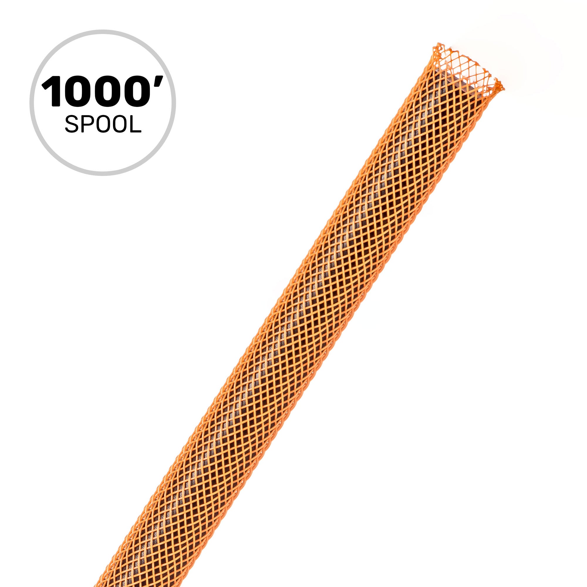 Techflex Flexo PET Expandable Braided Sleeving (1/4" Neon Orange, 1000' Spool)