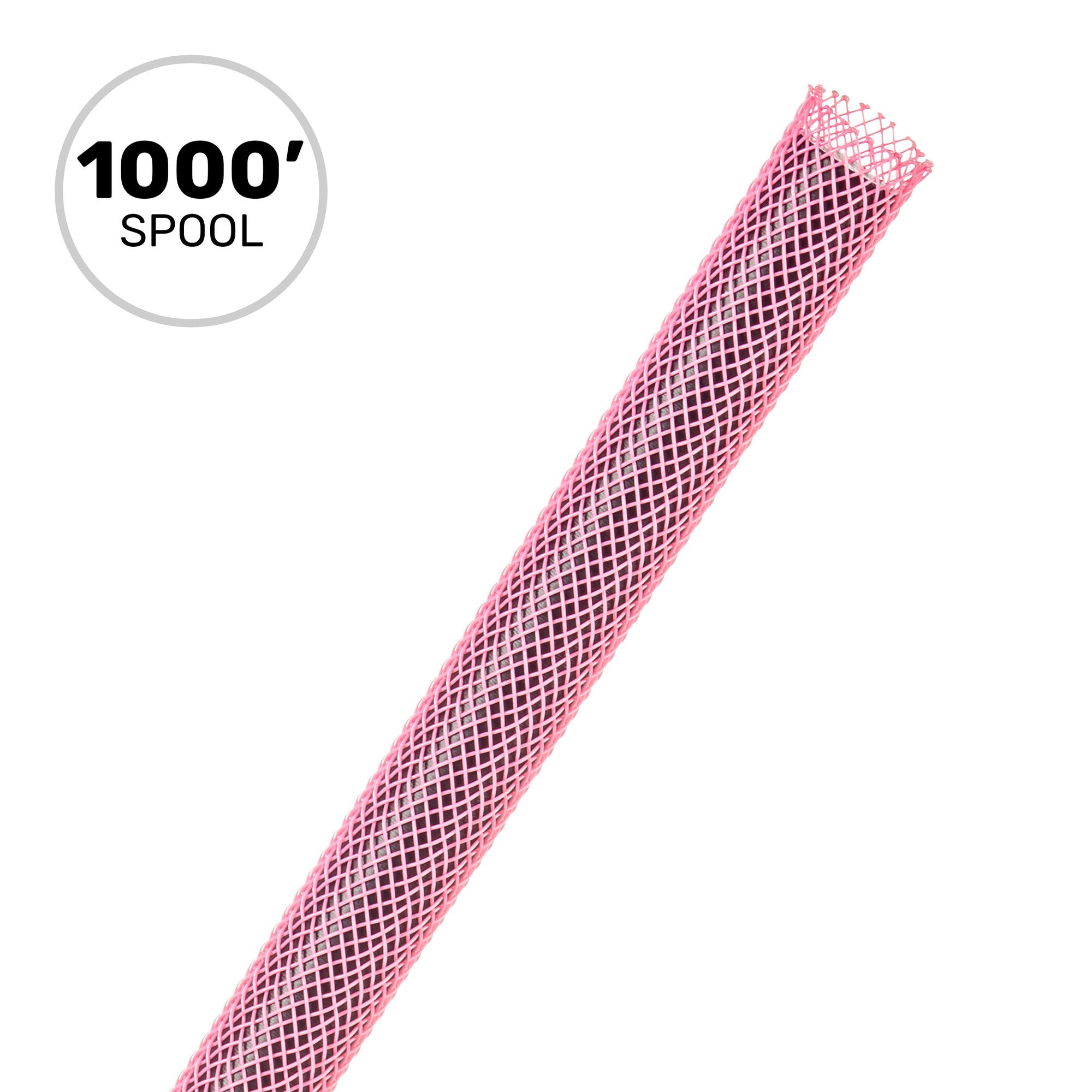 Techflex Flexo PET Expandable Braided Sleeving (1/4" Neon Pink, 1000' Spool)