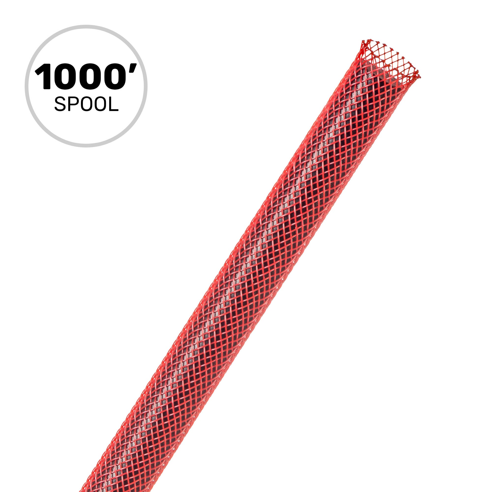 Techflex Flexo PET Expandable Braided Sleeving (1/4" Red, 1000' Spool)