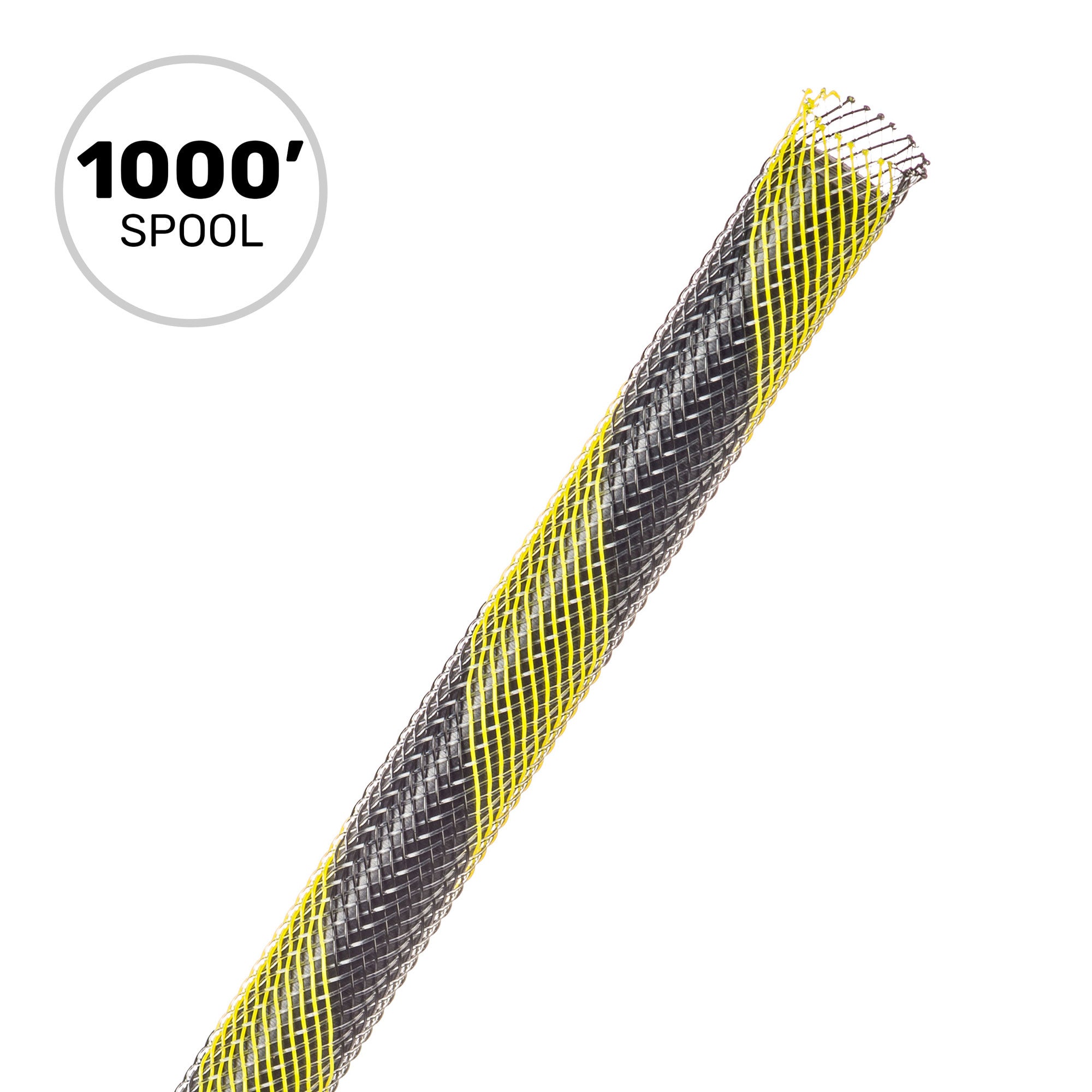 Techflex Flexo PET Expandable Braided Sleeving (1/4" Safety Stripe, 1000' Spool)