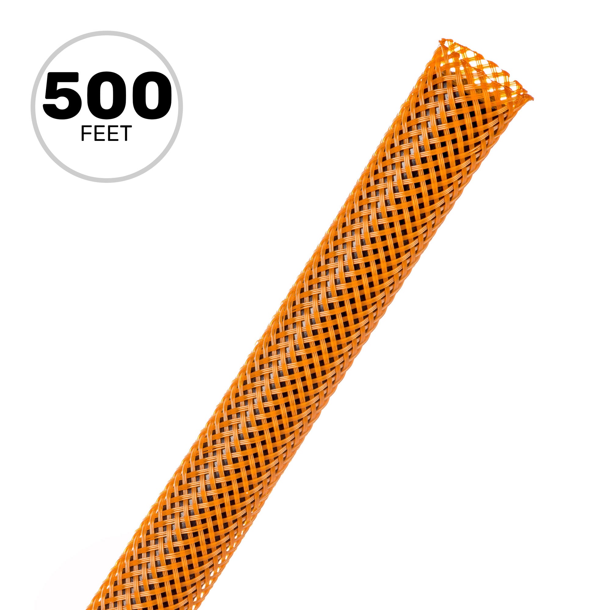 Techflex Flexo PET Expandable Braided Sleeving (3/8" Orange, 500' Spool)