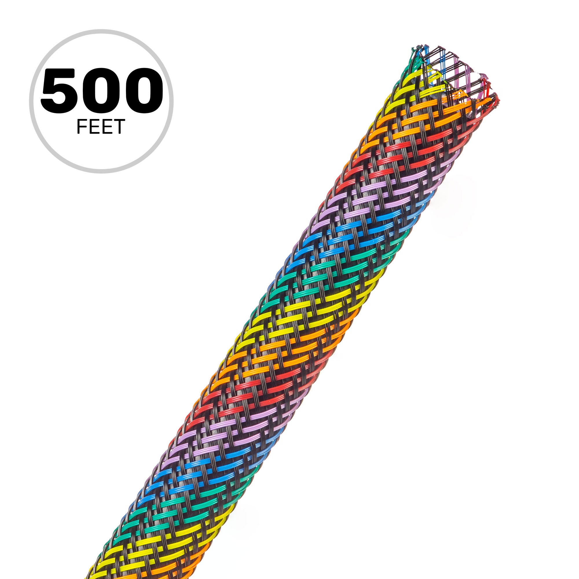 Techflex Flexo PET Expandable Braided Sleeving (3/8" Rainbow Black, 500' Spool)