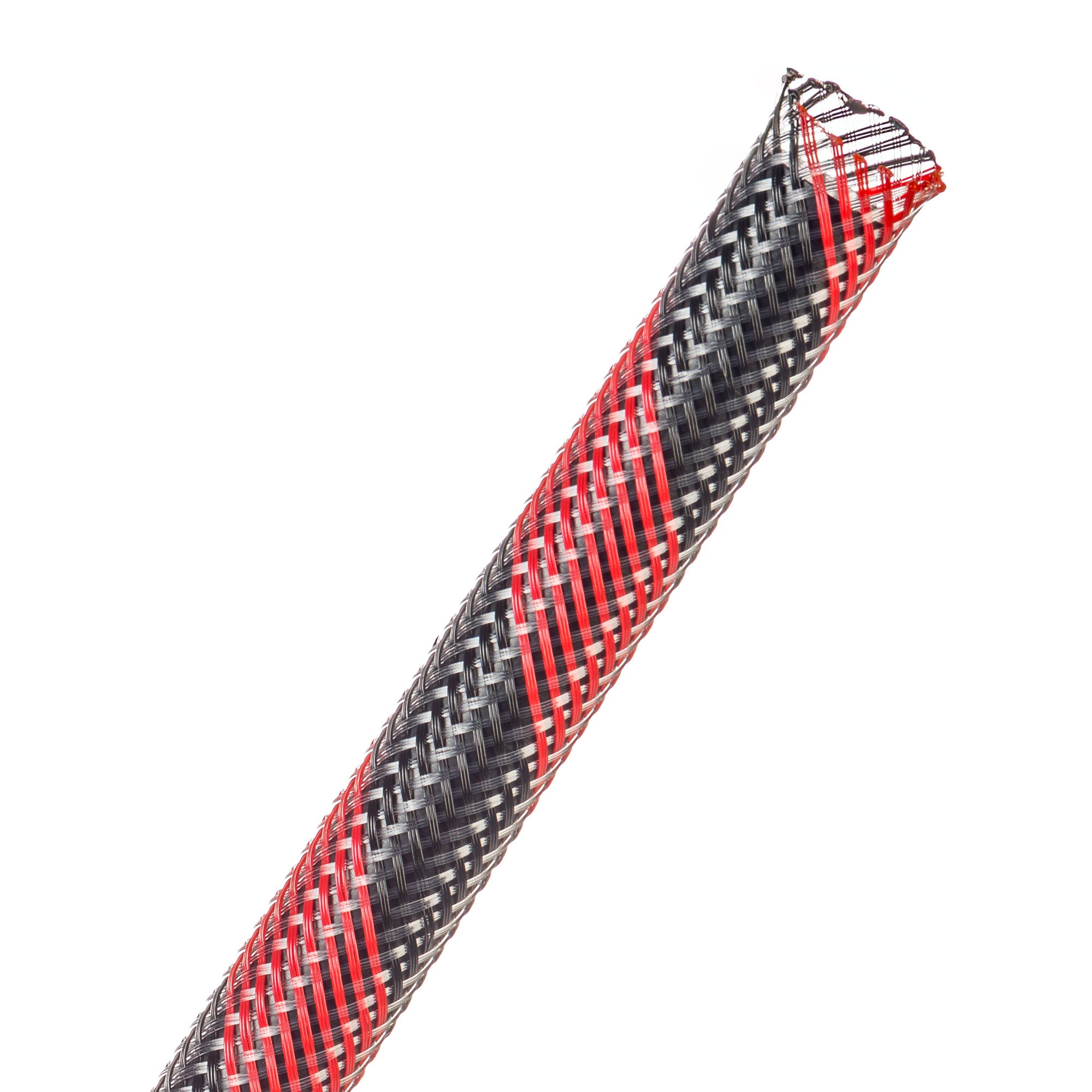 Techflex Flexo PET Expandable Braided Sleeving (3/8" Black with Red Spiral, 500' Spool)