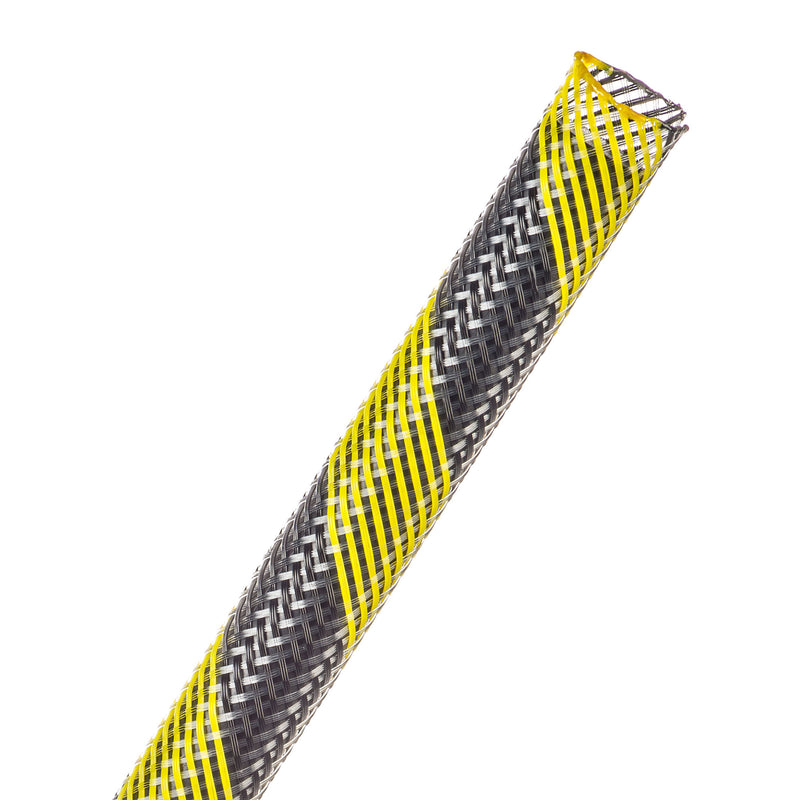 Techflex Flexo PET Expandable Braided Sleeving (3/8" Safety Stripe, By the Foot)