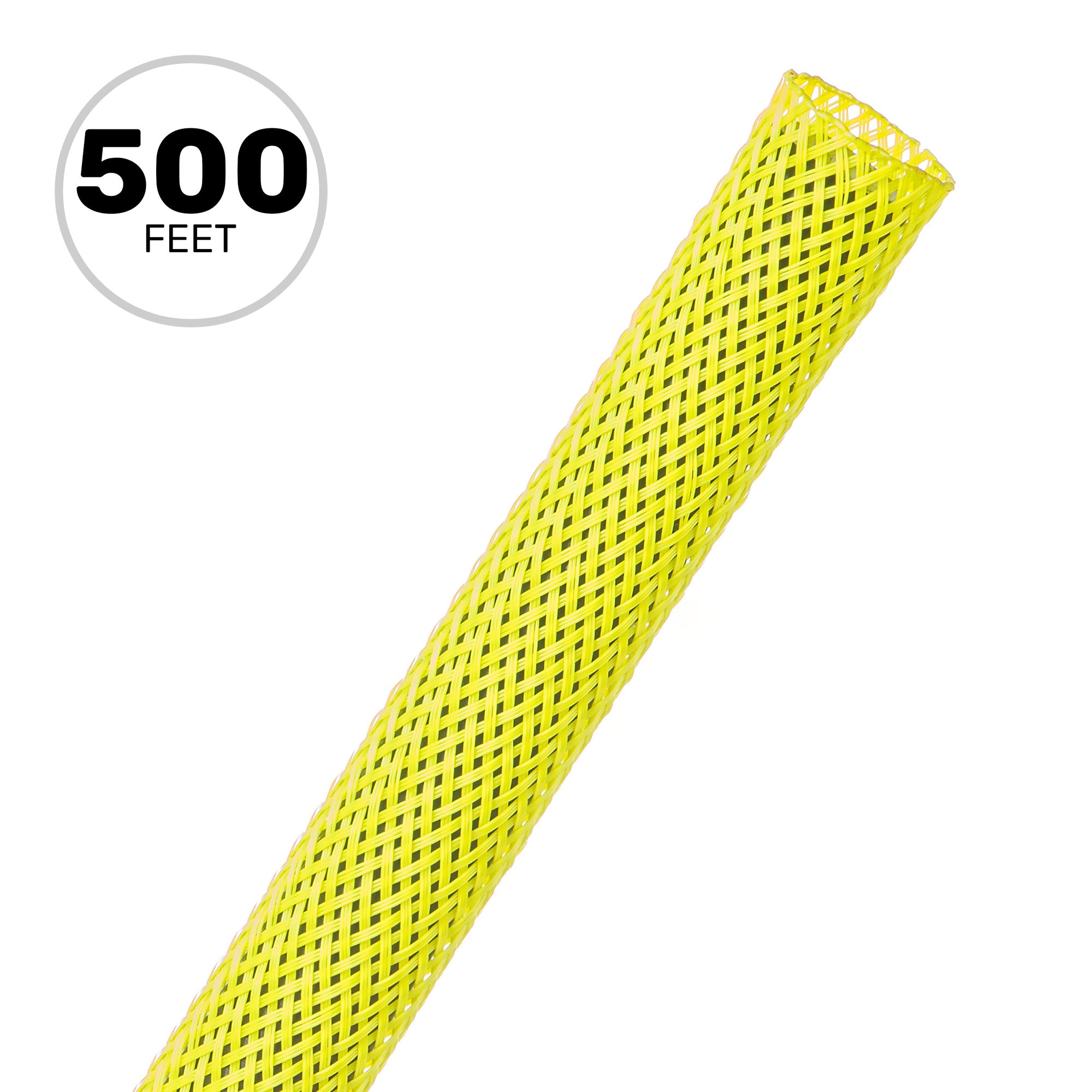 Techflex Flexo PET Expandable Braided Sleeving (1/2" Highlighter Yellow, 500' Spool)