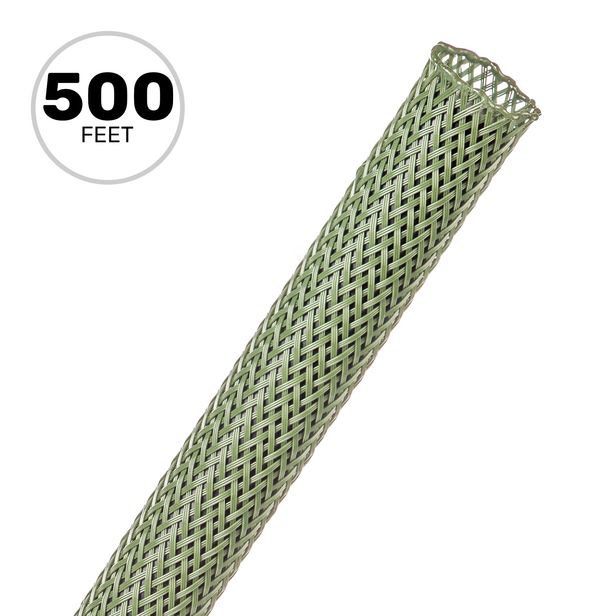 Techflex Flexo PET Expandable Braided Sleeving (1/2" Olive Drab OD Green, 500' Spool)