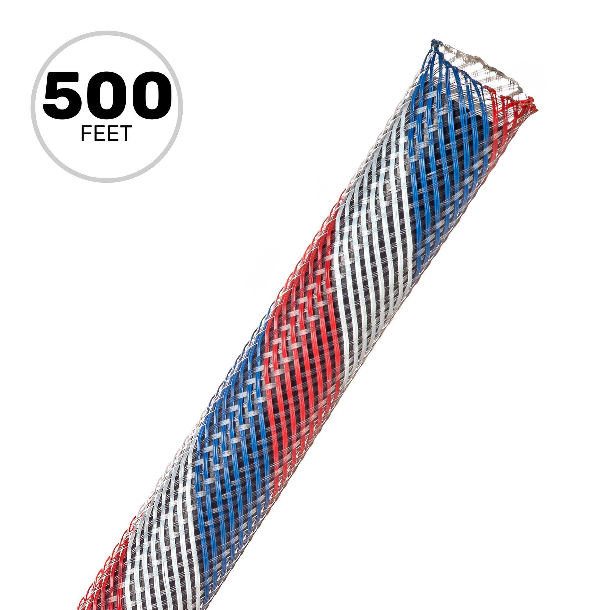 Techflex Flexo PET Expandable Braided Sleeving (1/2" Patriot, 500' Spool)