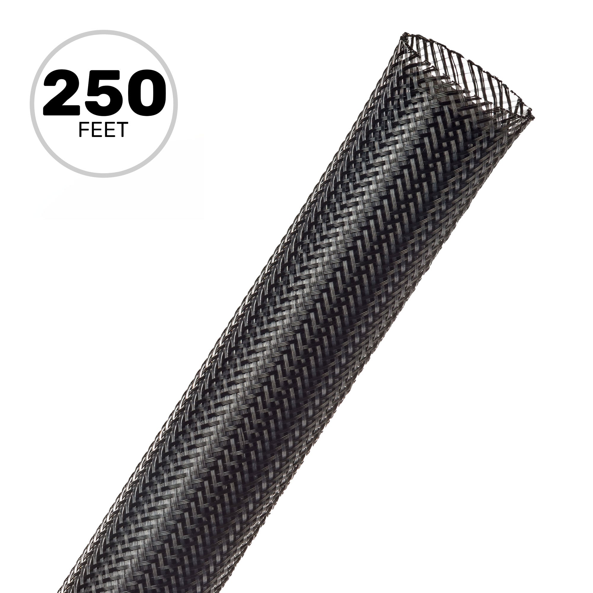 Techflex Flexo PET Expandable Braided Sleeving (3/4" Carbon, 250' Spool)