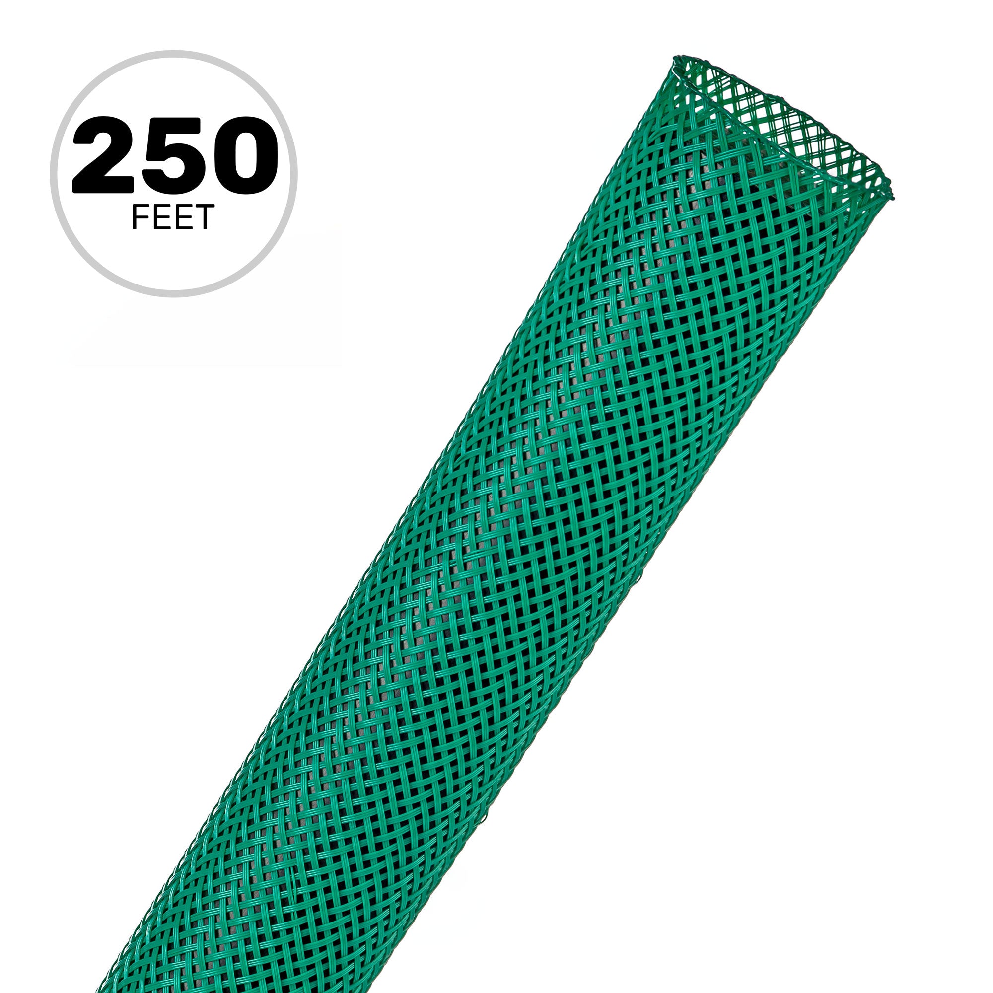 Techflex Flexo PET Expandable Braided Sleeving (3/4" Green, 250' Spool)