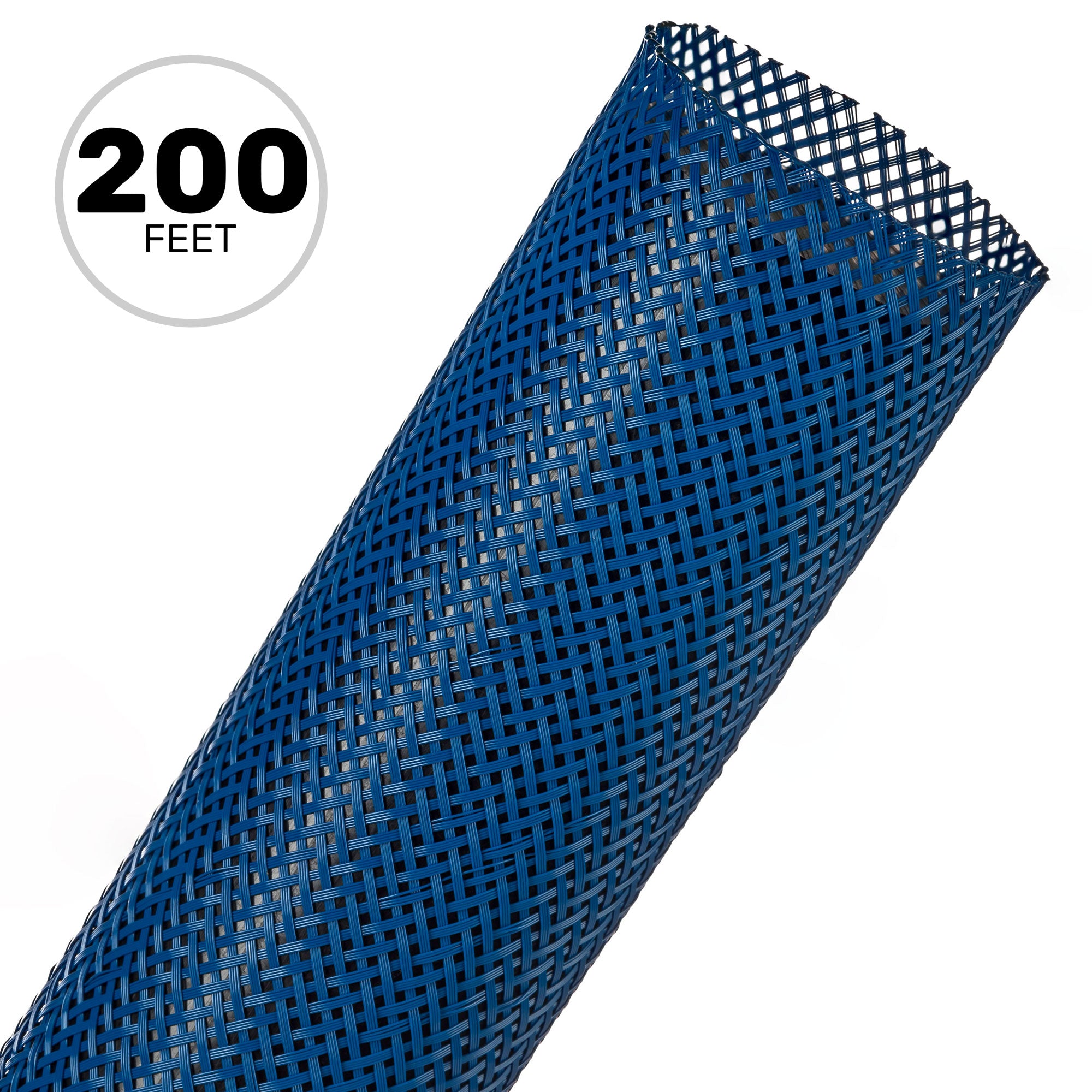 Techflex Flexo PET Expandable Braided Sleeving (1-1/2" Blue, 200' Spool)