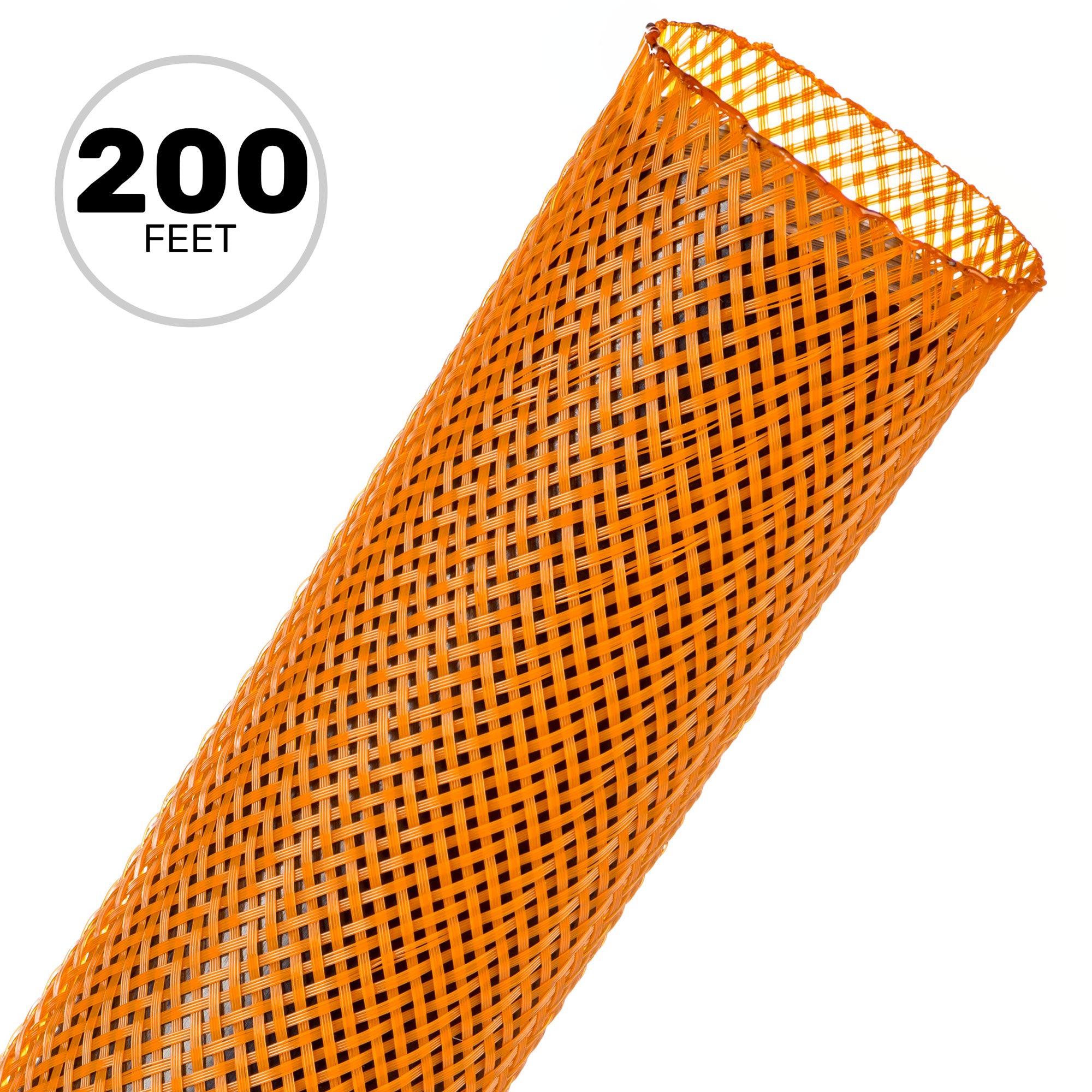 Techflex Flexo PET Expandable Braided Sleeving (1-1/2" Orange, 200' Spool)