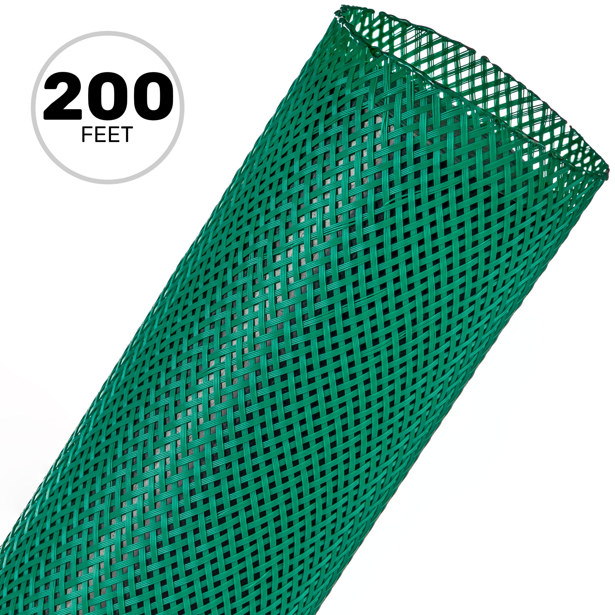 Techflex Flexo PET Expandable Braided Sleeving (1-3/4" Green, 200' Spool)