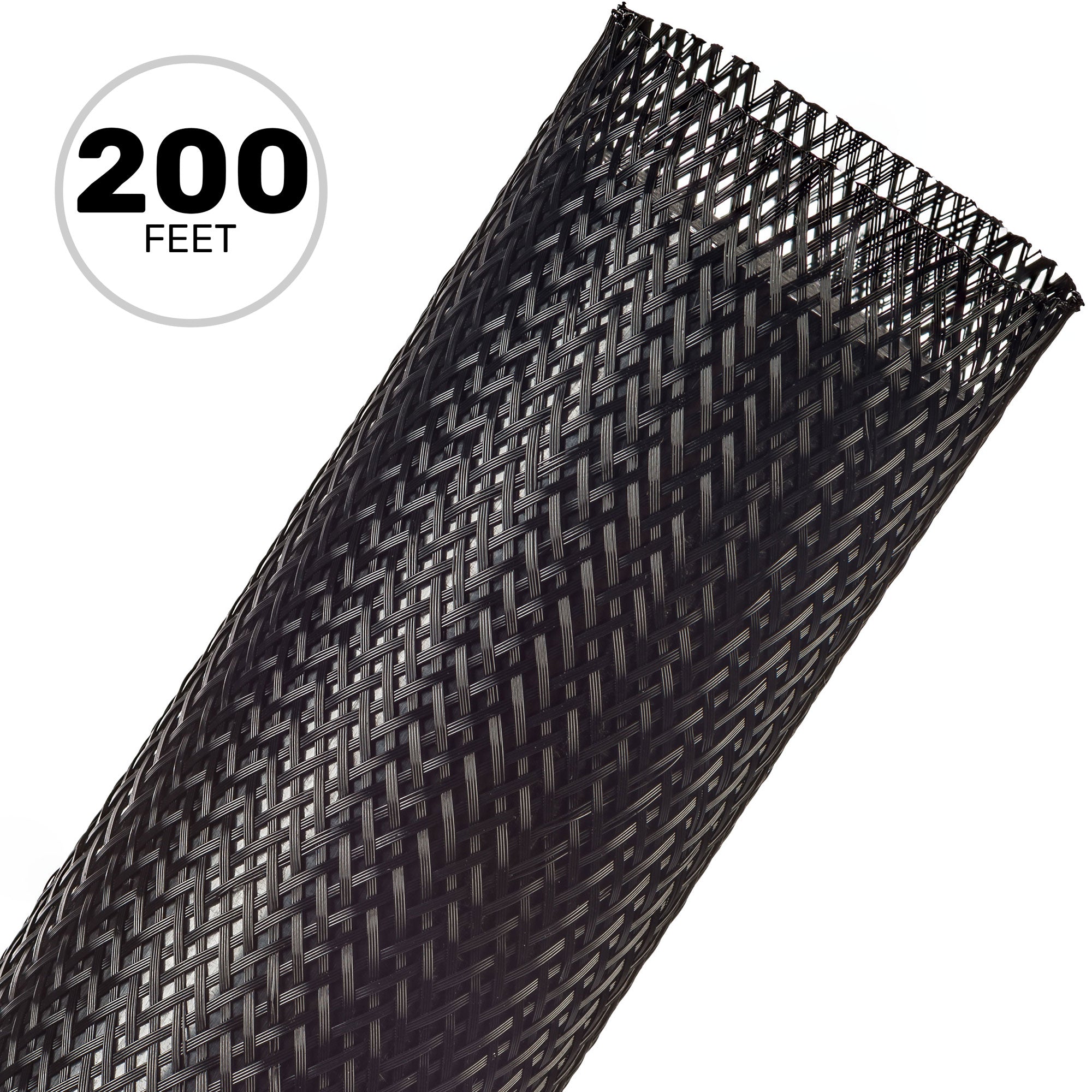 Techflex Flexo PET Expandable Braided Sleeving (2" Black, 200' Spool)