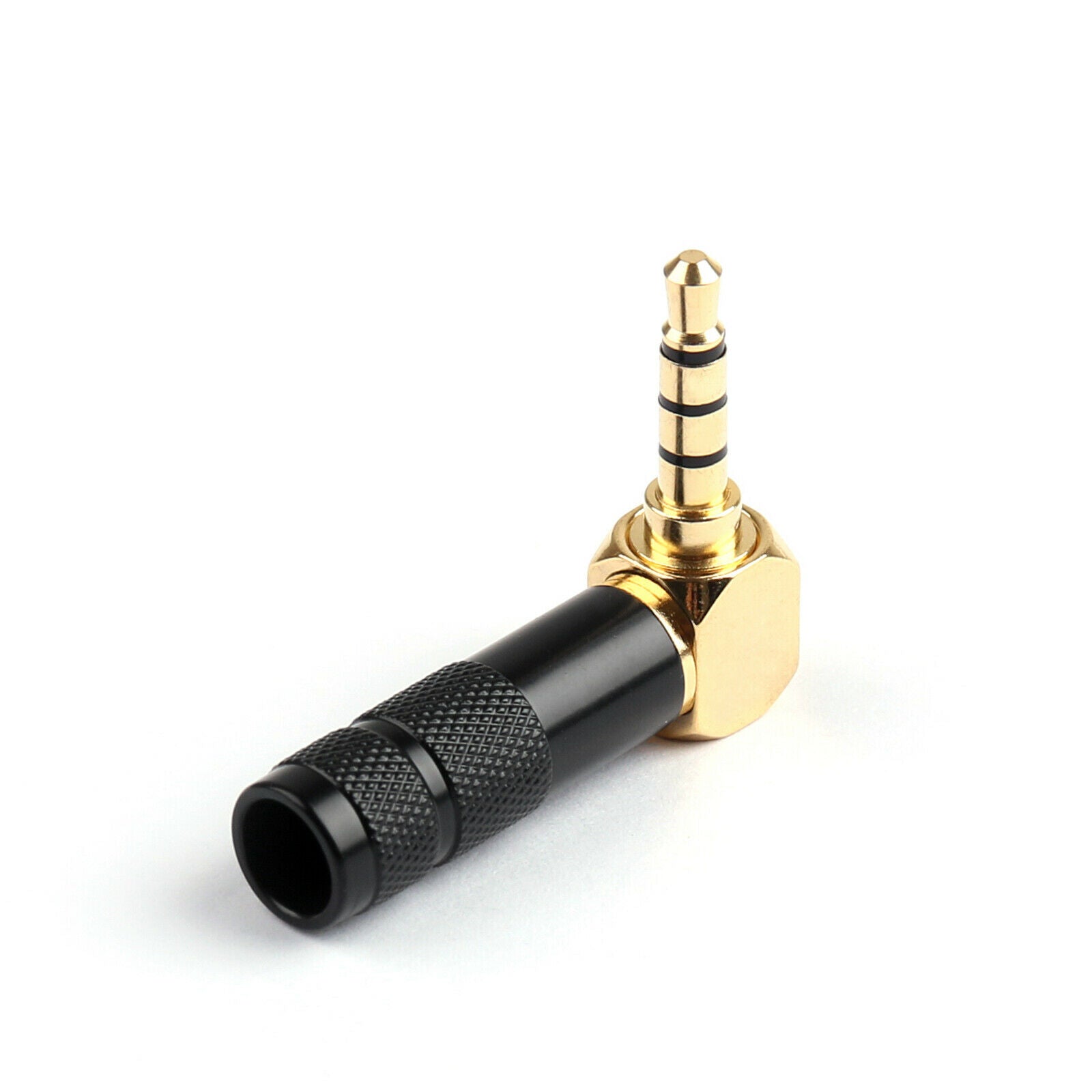 Performance Audio Gold Plated 3.5mm 4-Pole TRRS Male Headphone Connector (Black, Right-Angle)