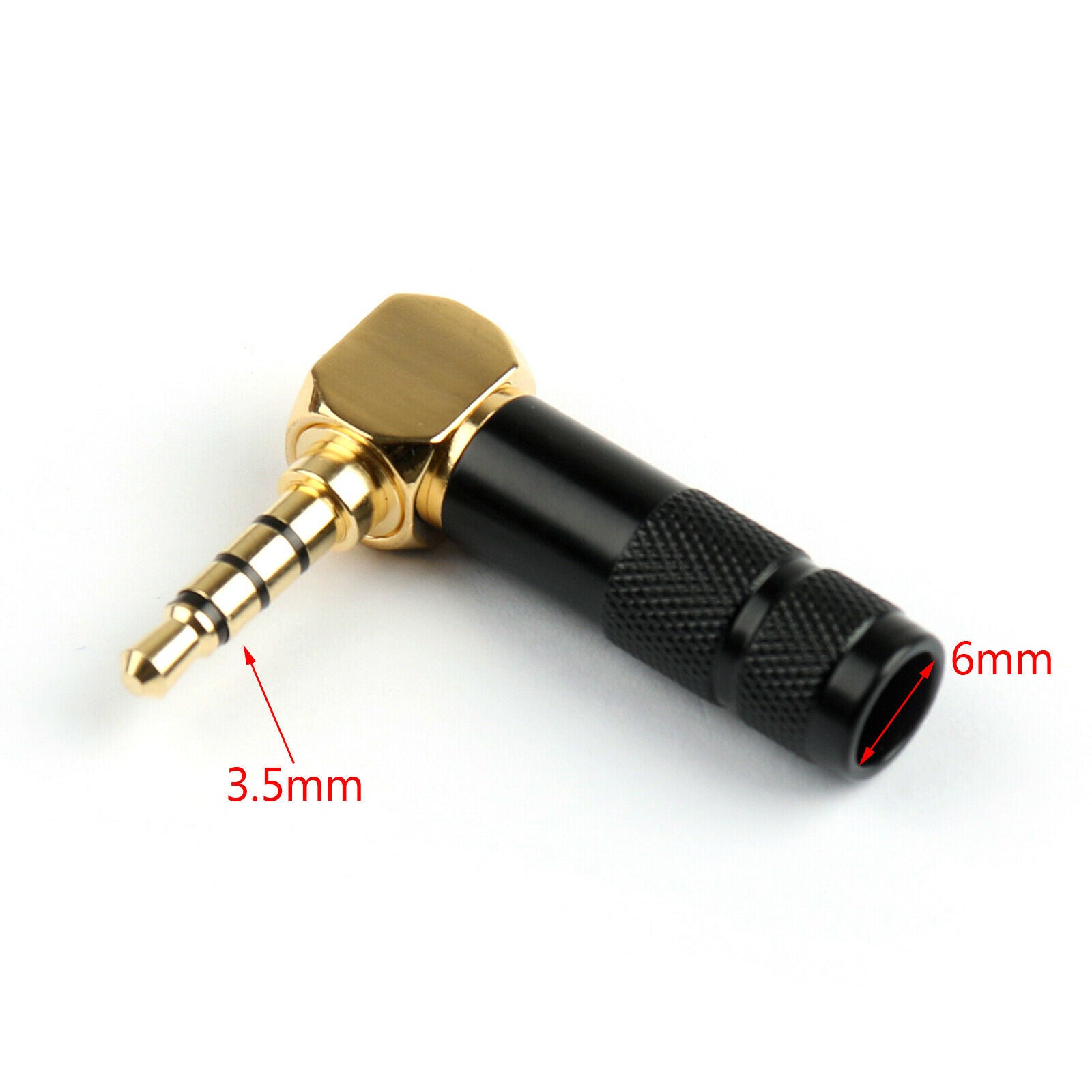 Performance Audio Gold Plated 3.5mm 4-Pole TRRS Male Headphone Connector (Black, Right-Angle)