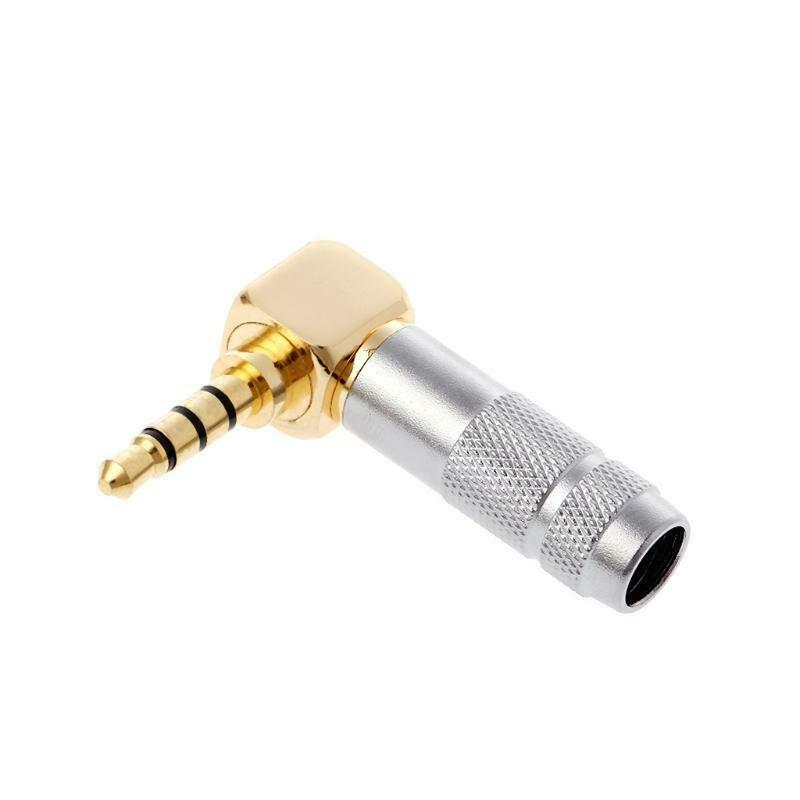 Performance Audio Gold Plated 3.5mm 4-Pole TRRS Male Headphone Connector (Silver, Right-Angle)