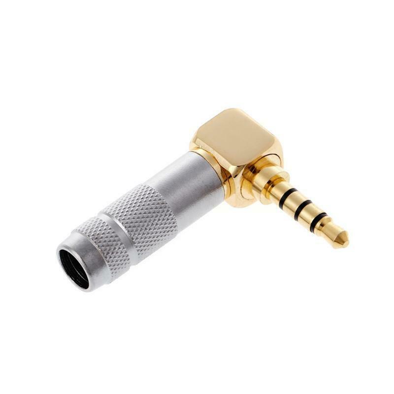 Performance Audio Gold Plated 3.5mm 4-Pole TRRS Male Headphone Connector (Silver, Right-Angle)