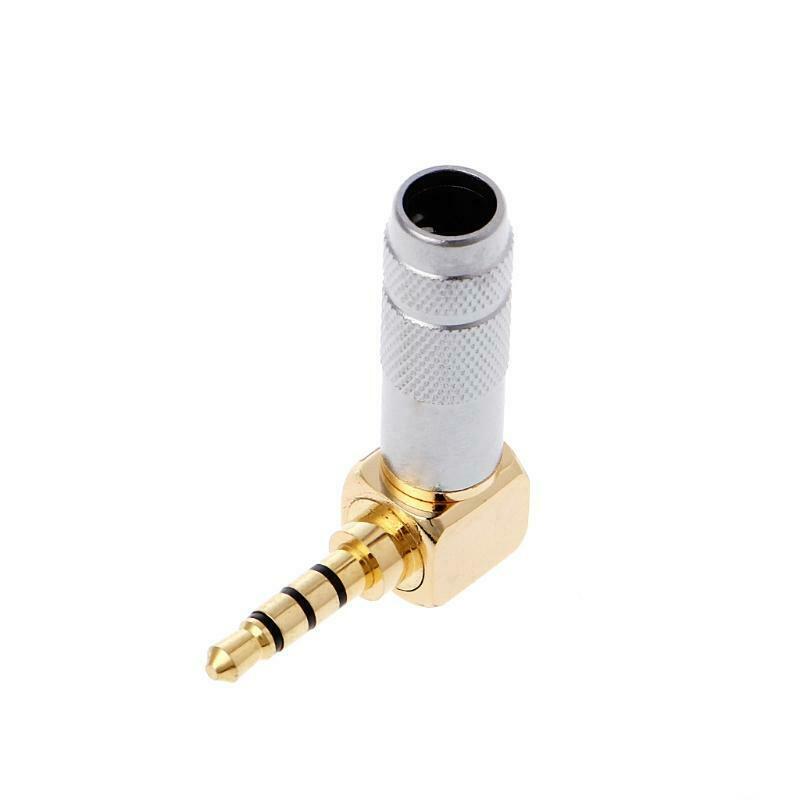 Performance Audio Gold Plated 3.5mm 4-Pole TRRS Male Headphone Connector (Silver, Right-Angle)