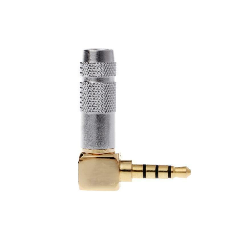 Performance Audio Gold Plated 3.5mm 4-Pole TRRS Male Headphone Connector (Silver, Right-Angle)