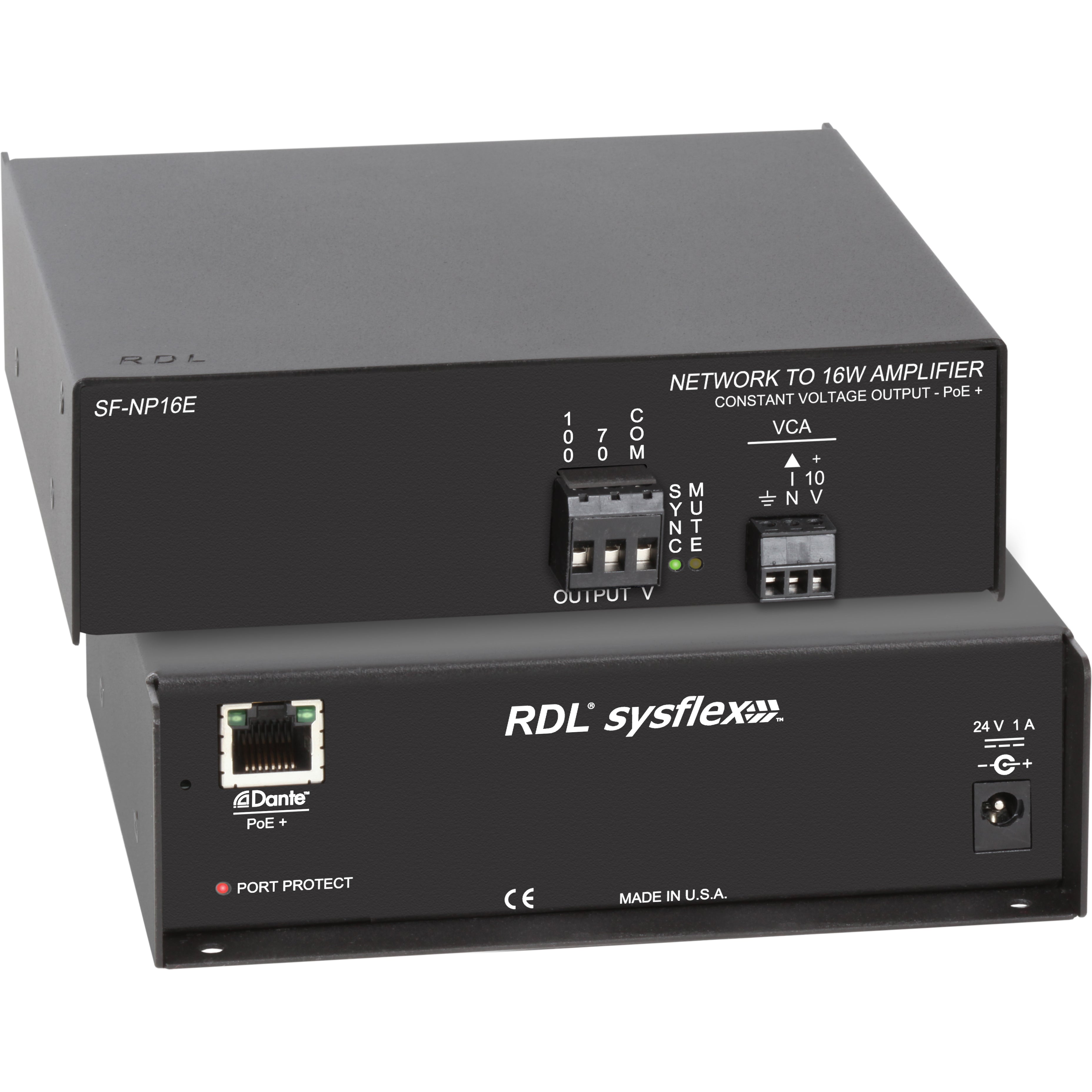 RDL SF-NP16E SysFlex PoE+ Network to 16 W Mono Audio Amplifier (70V or 100V)