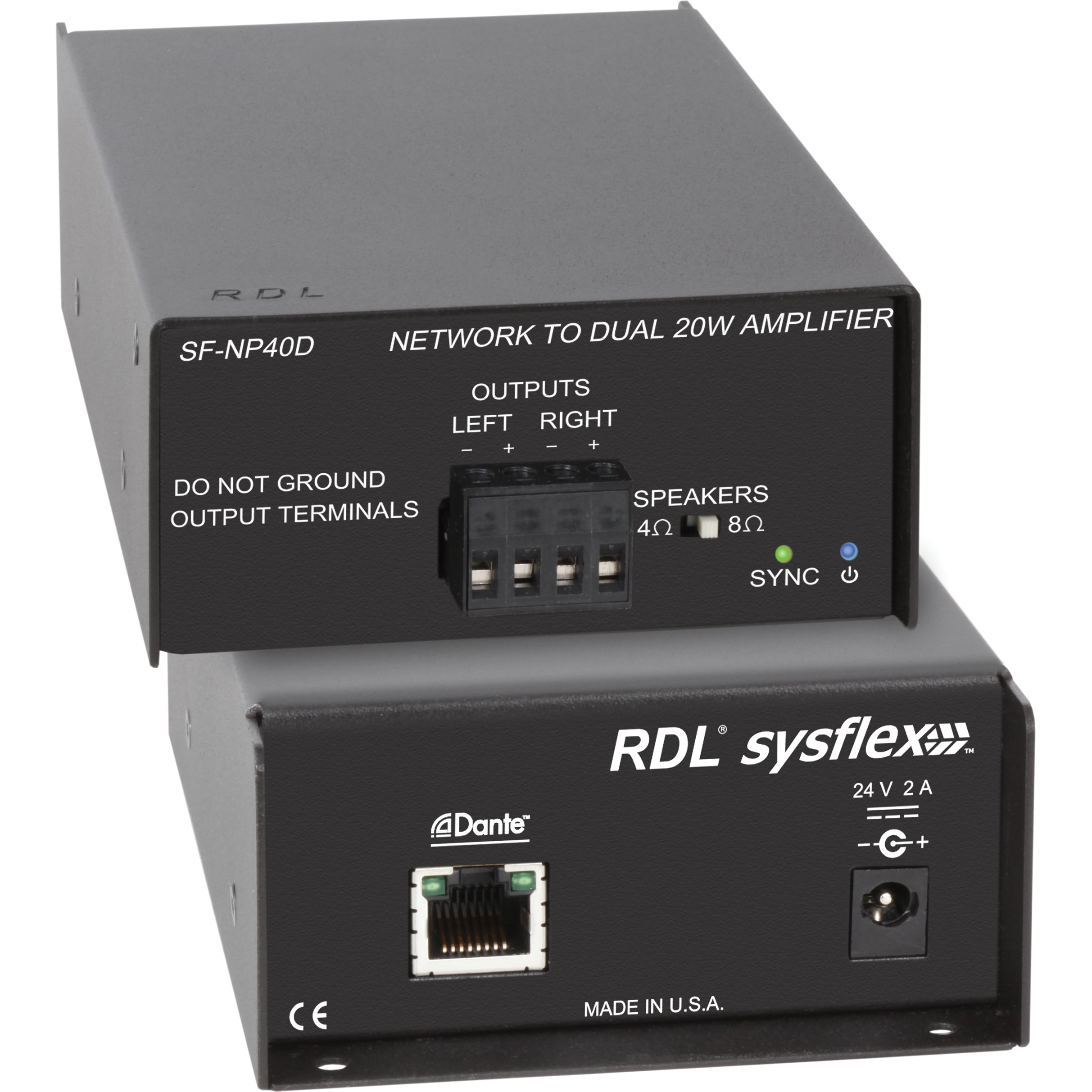 RDL SF-NP40DE SysFlex Network to 40 W Stereo Power Amplifier (No Power Cord)