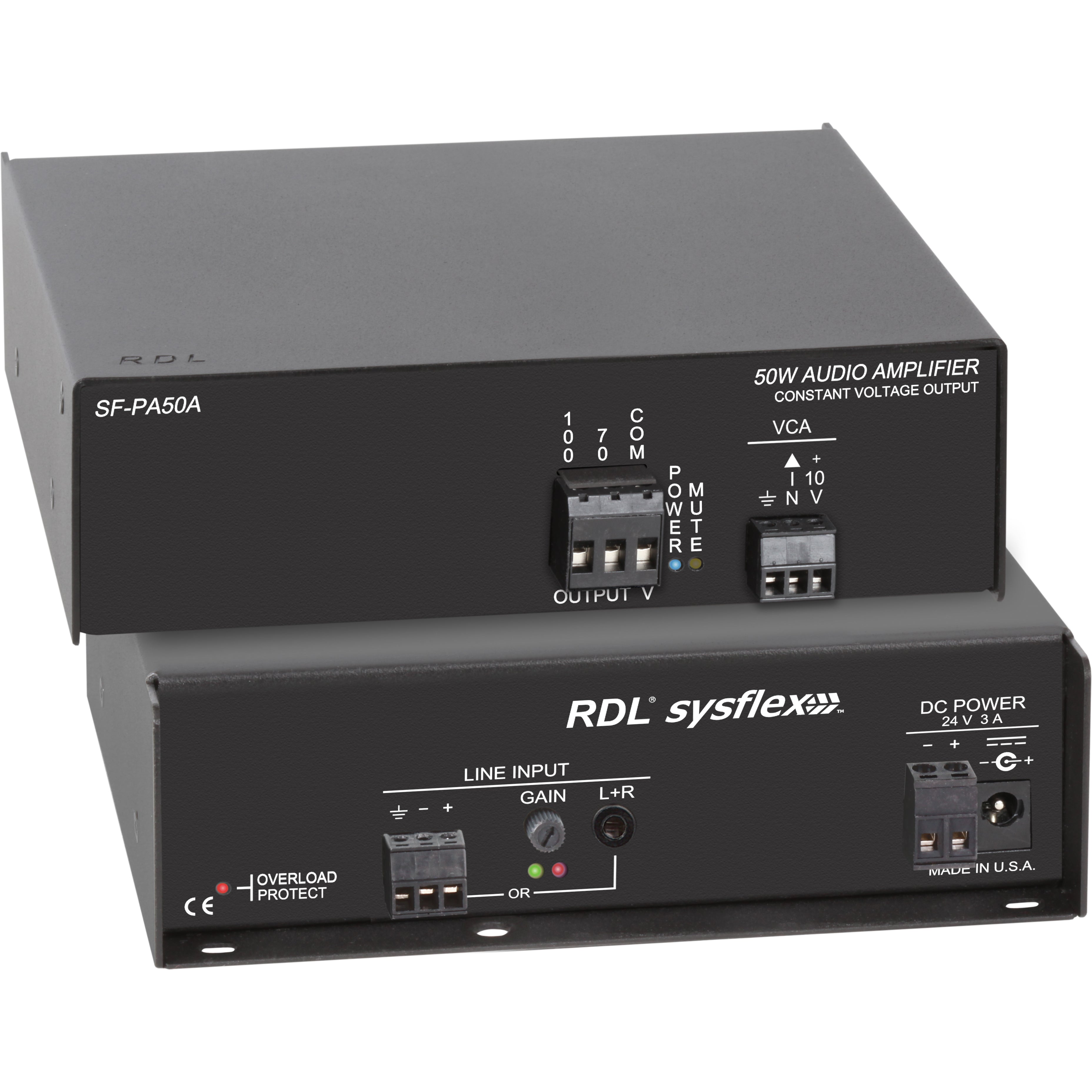 RDL SF-PA50A SysFlex 50 W Mono Audio Amplifier (70V/100V)