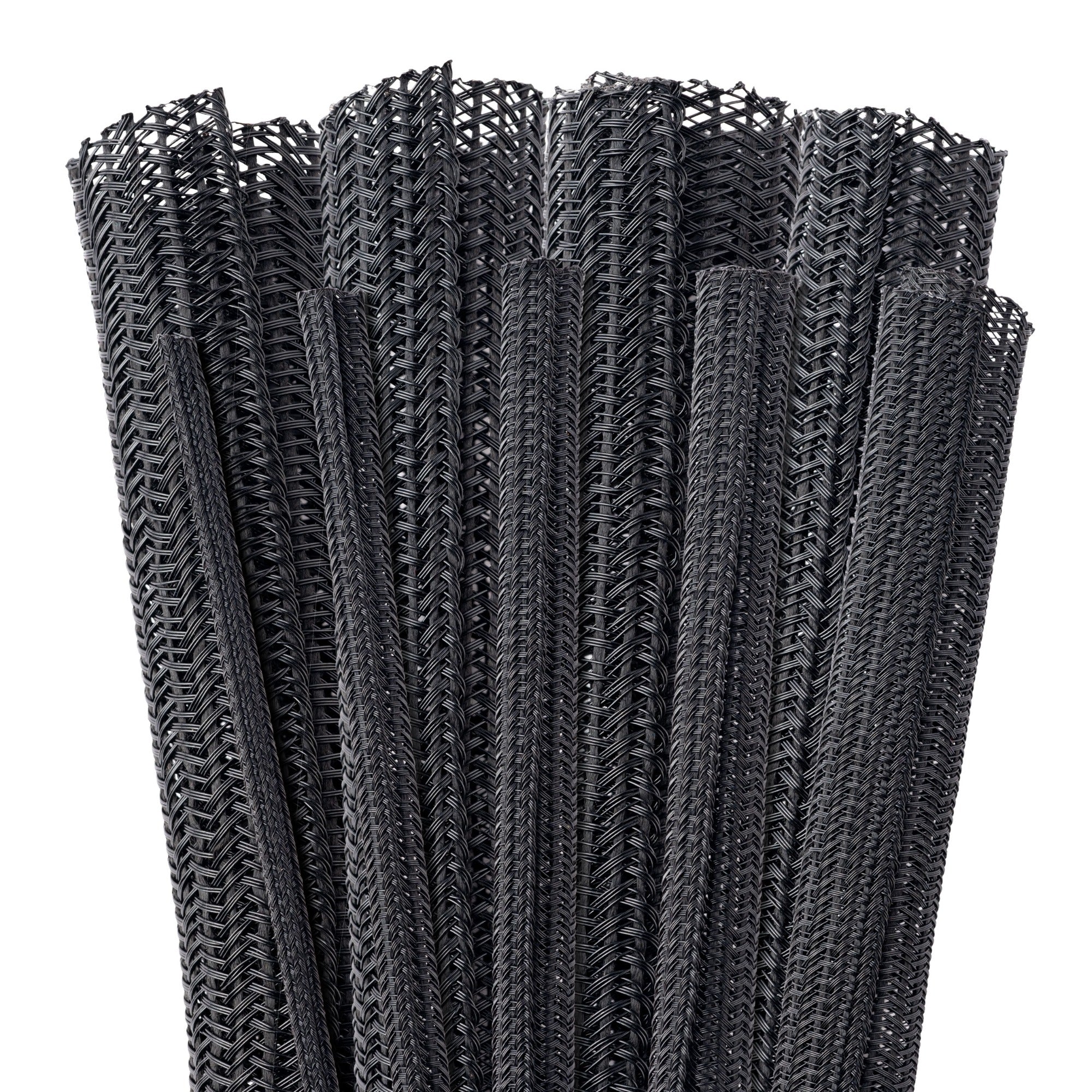 Techflex Flexo F6 Split, Semi-Rigid Braided Sleeving (1" Black, 100' Box)