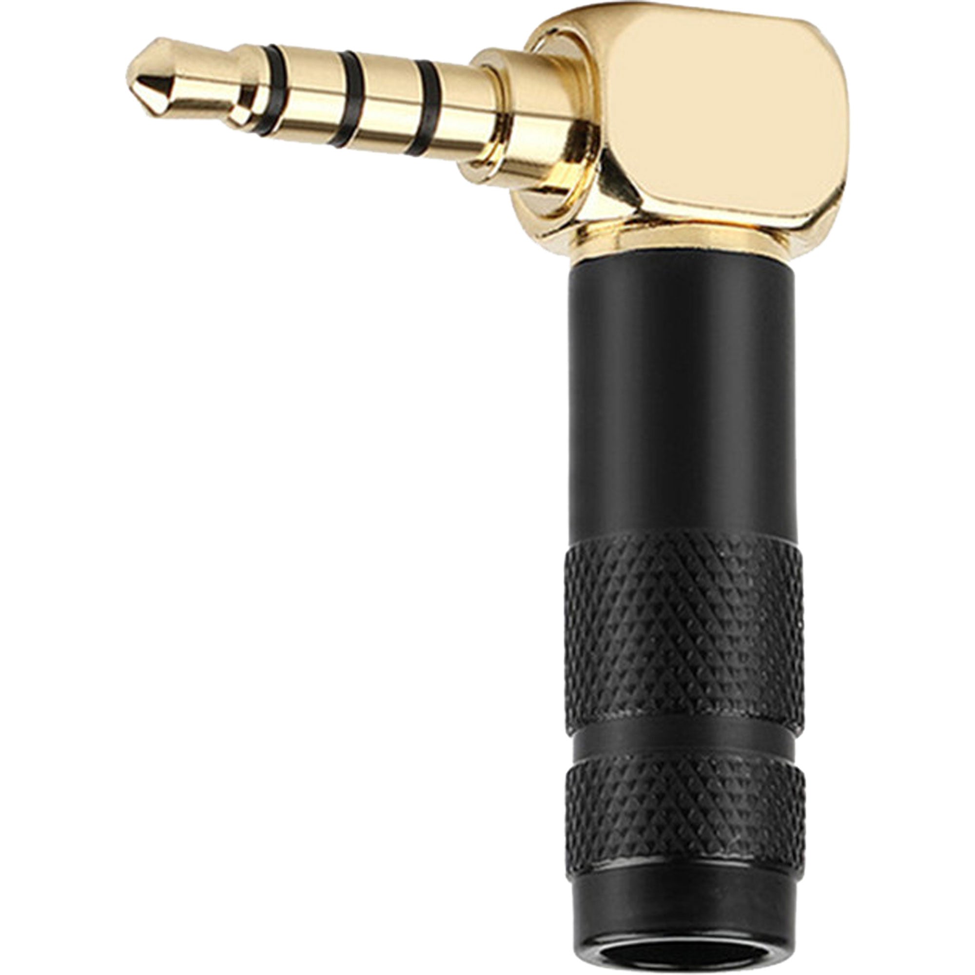 Performance Audio Gold Plated 3.5mm 4-Pole TRRS Male Headphone Connector (Black, Right-Angle)