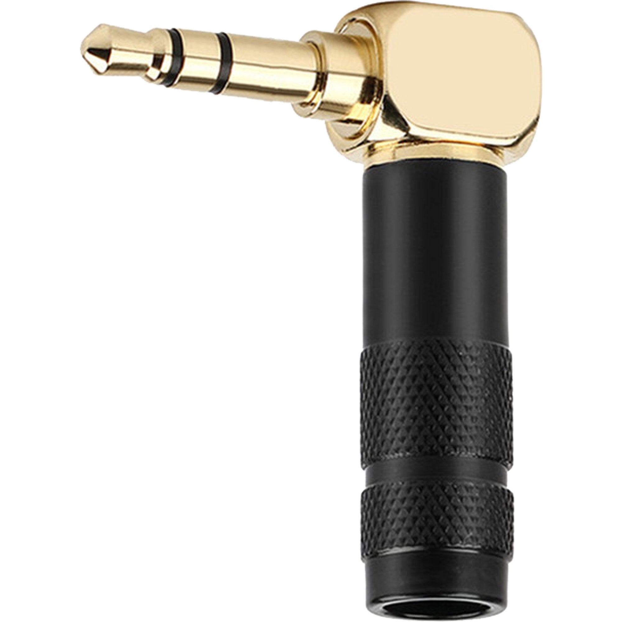 Performance Audio Gold Plated 3.5mm 3-Pole TRS Male Headphone Connector (Black, Right-Angle)