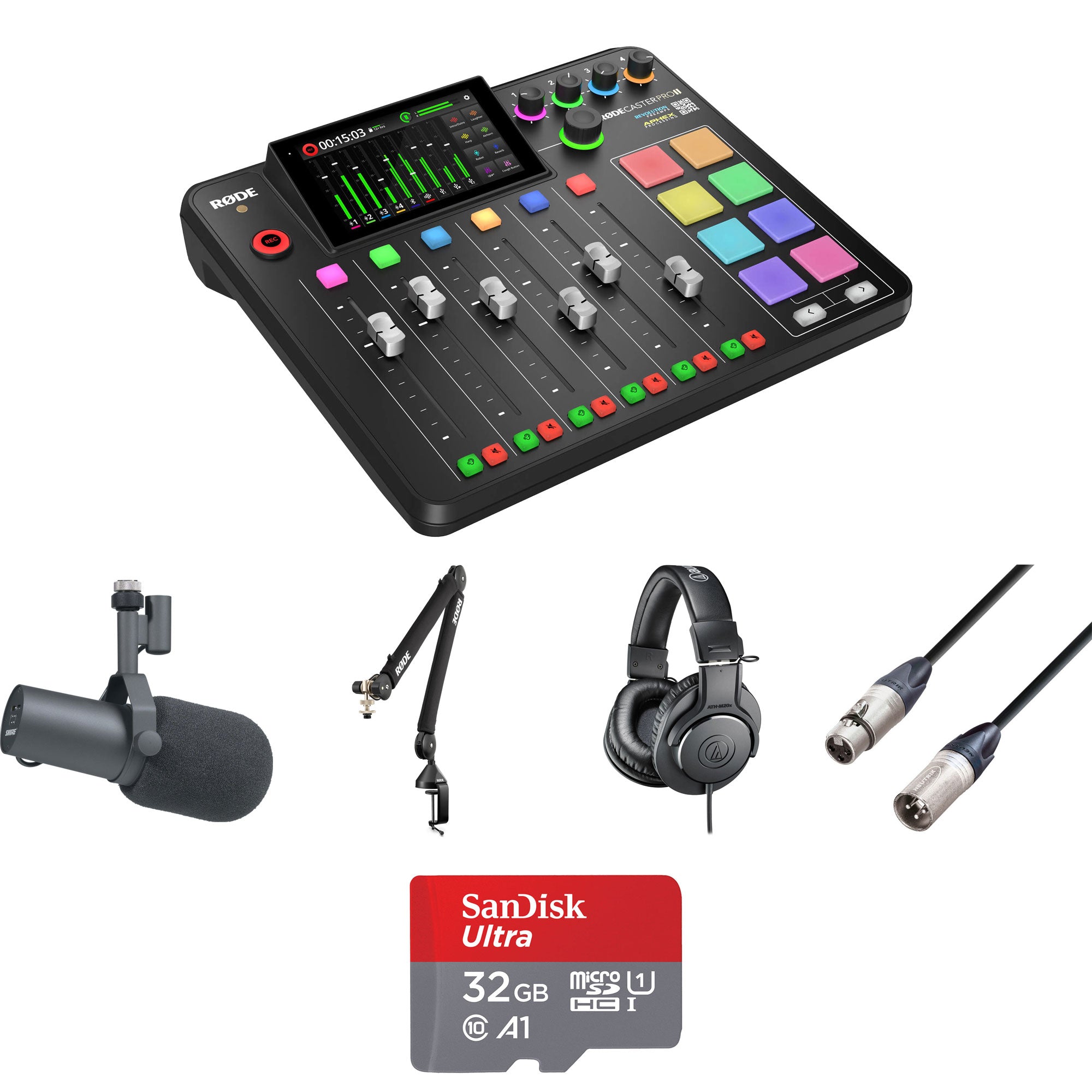 Rode RODECaster Pro II Ultimate 1-Person Podcasting Kit with SM7B Mic, Broadcast Arm & Headphones