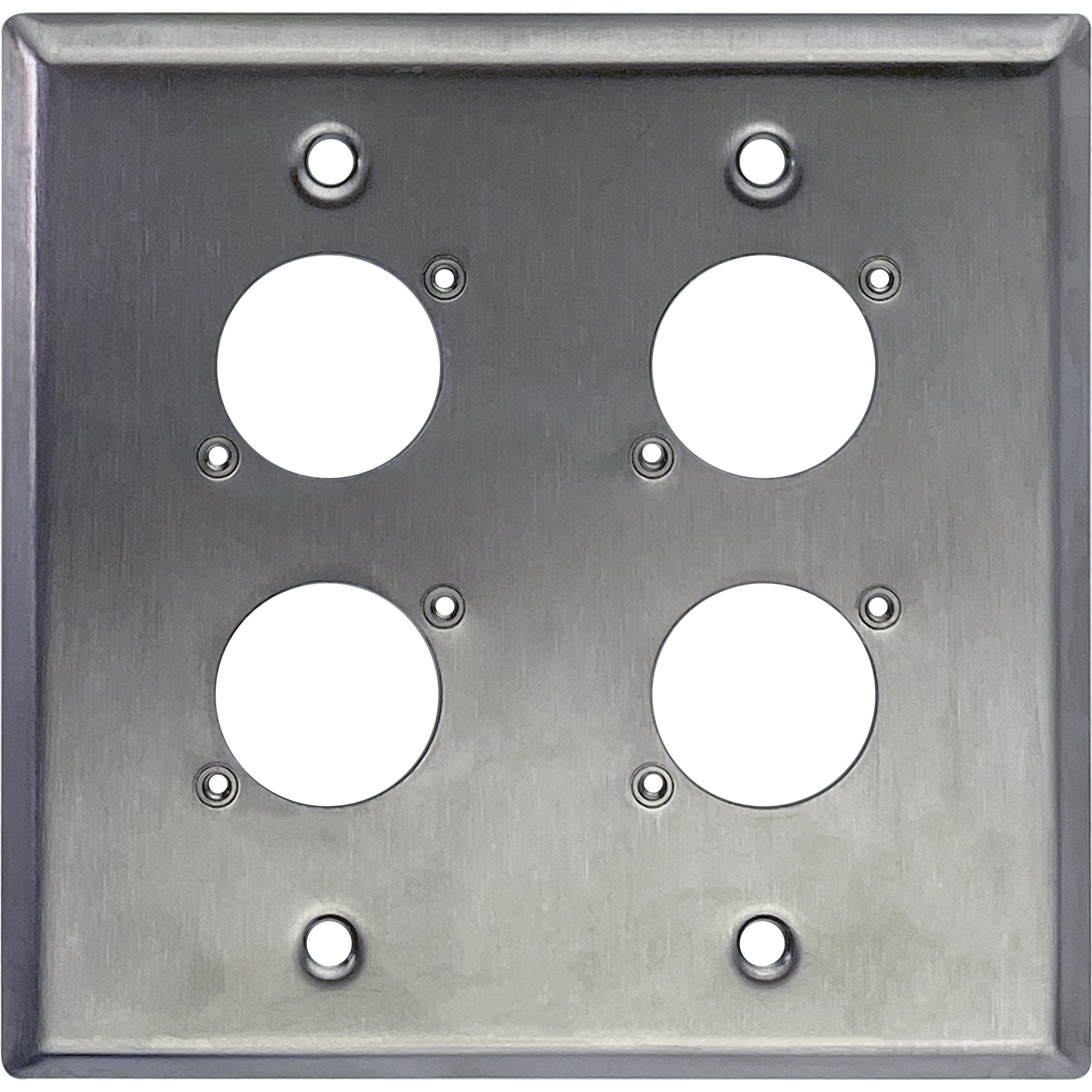 Whirlwind WP2/4NDH 2-Gang Wall Plate Punched for 4 Neutrik XLR Terminals (Stainless Steel)